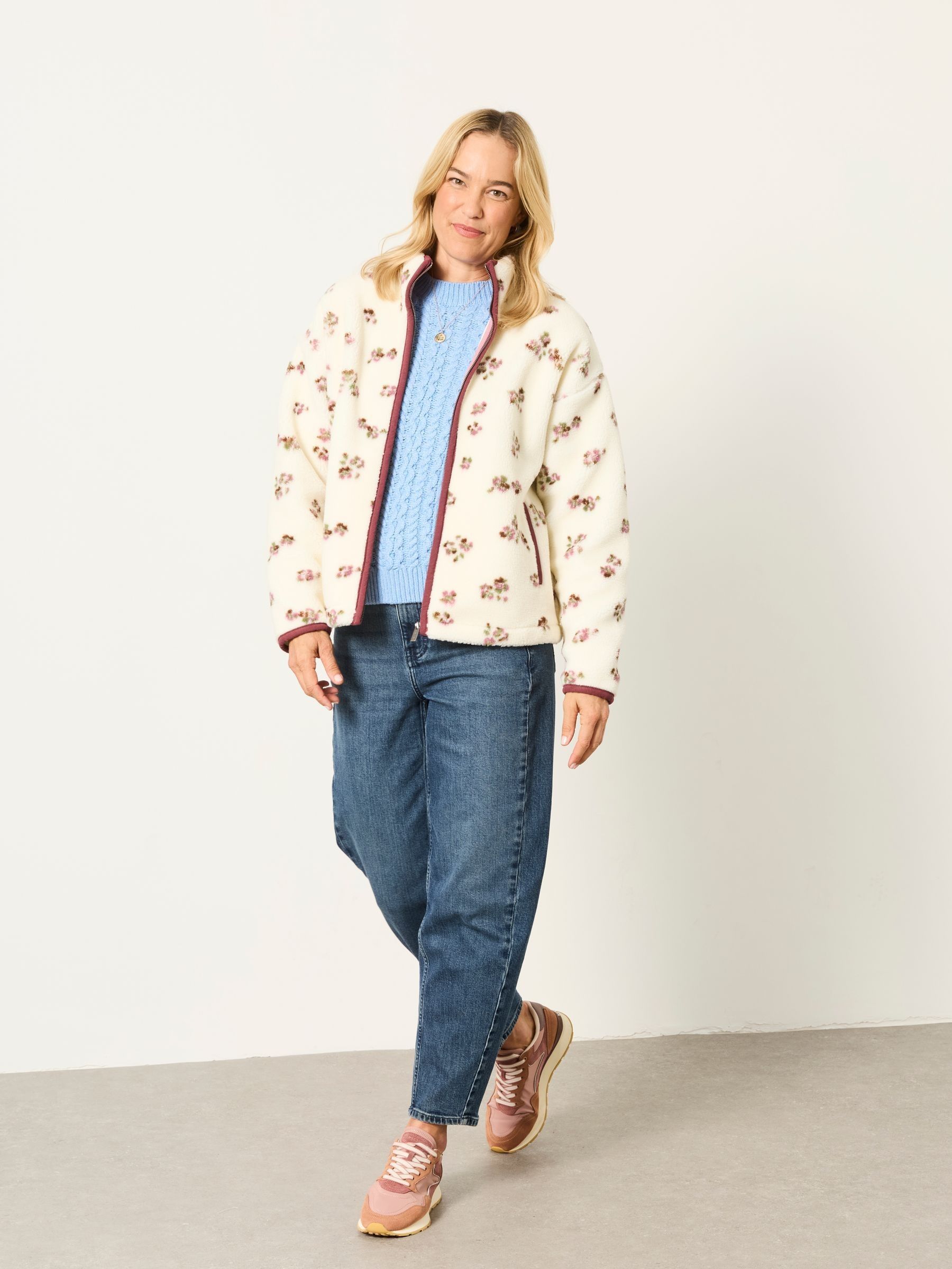 Bella Ivory Ditsy Print Zip Through Fleece - Image 4 of 6