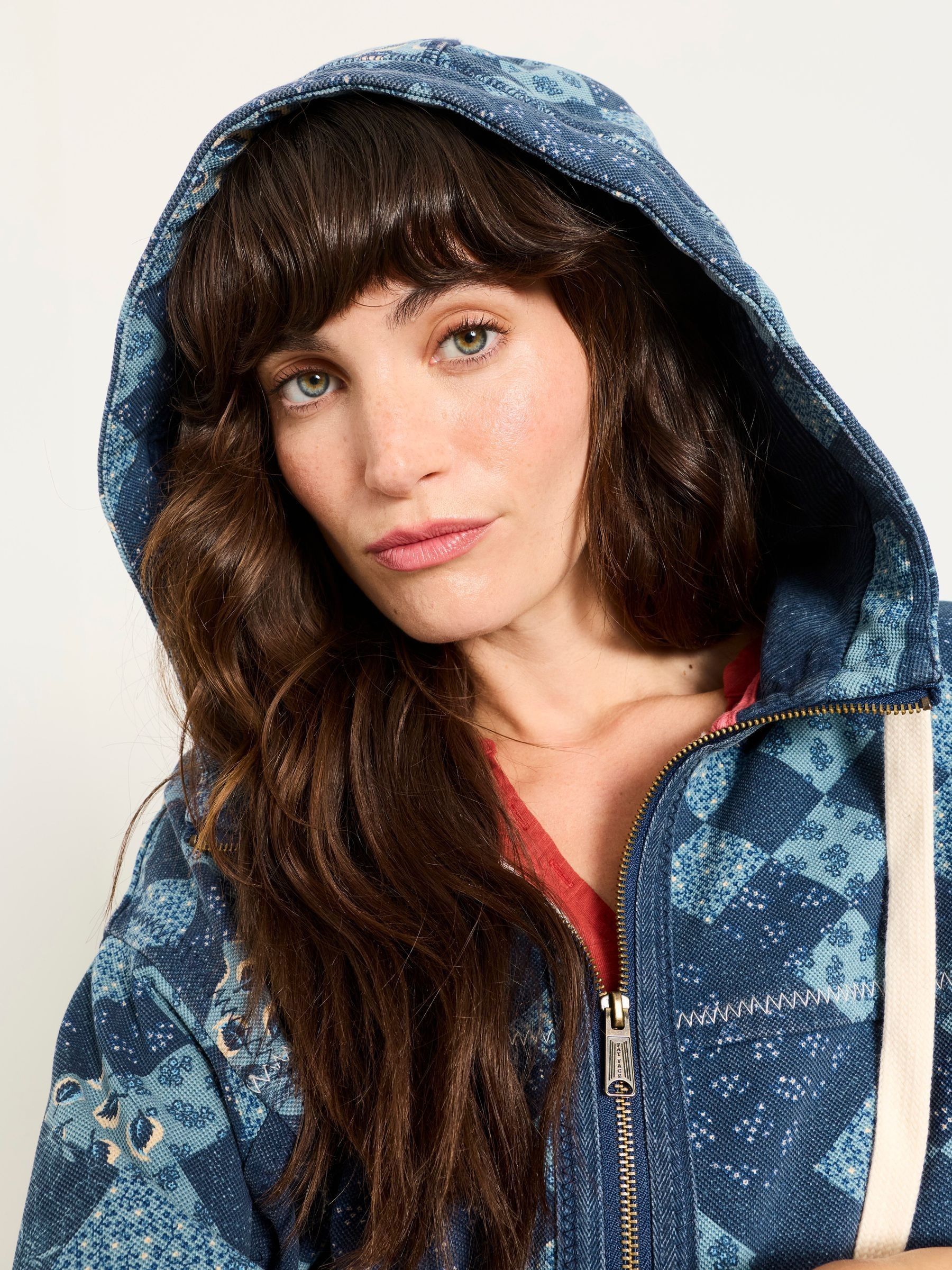 Blue Patchwork Airlie Zip Through Hoodie - Image 3 of 7