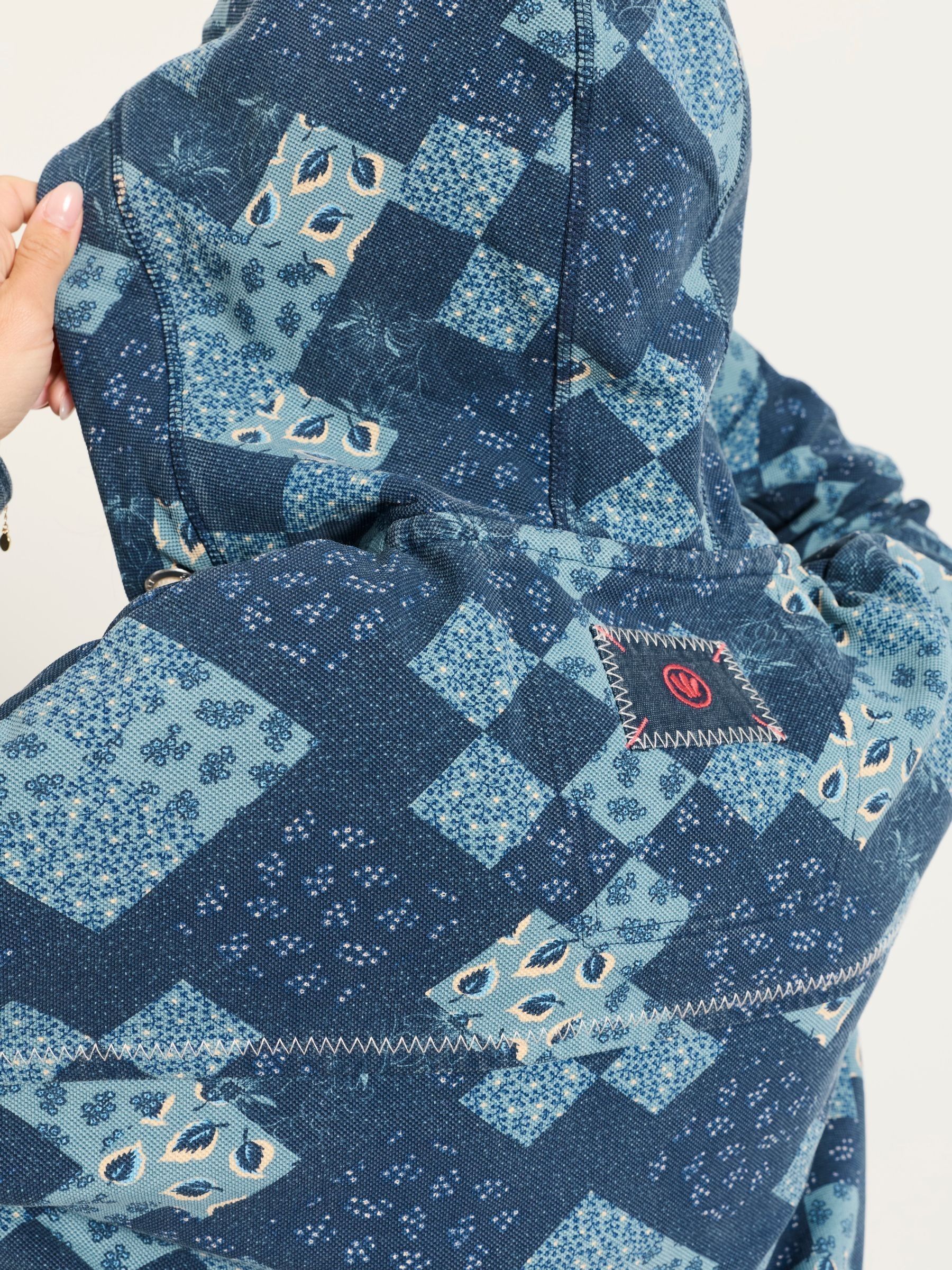 Blue Patchwork Airlie Zip Through Hoodie - Image 5 of 7
