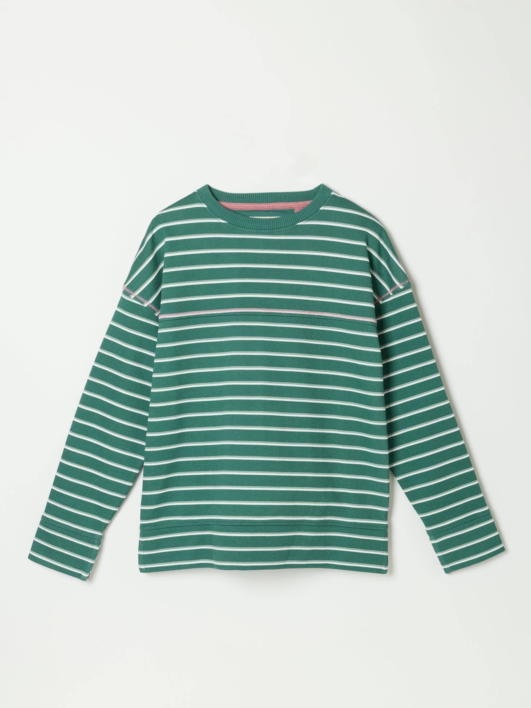 Dark Green Airlie Stripe Crew Sweat Top - Image 6 of 6