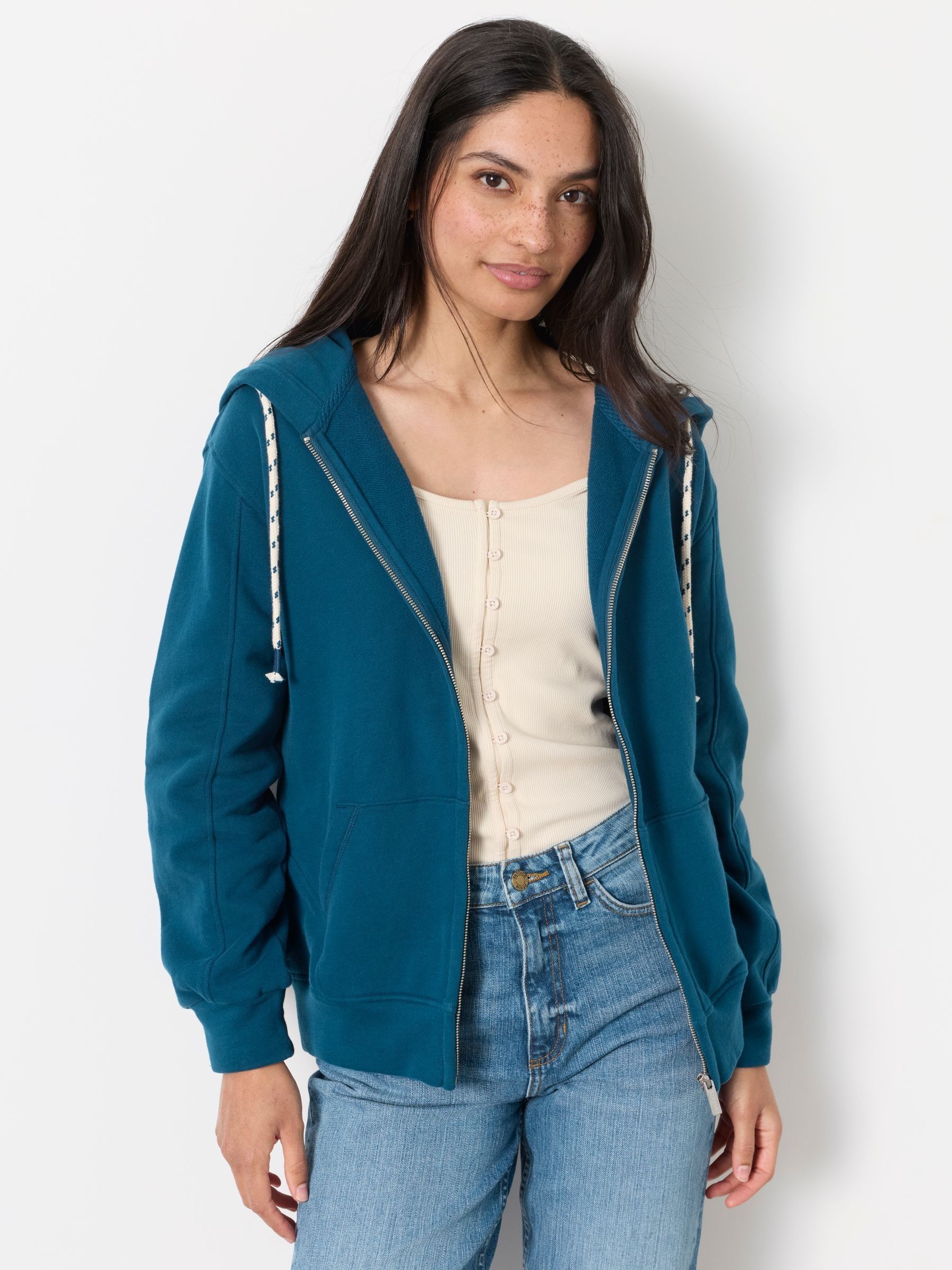 Fern Indigo Blue Zip Through Hoodie - Image 1 of 6
