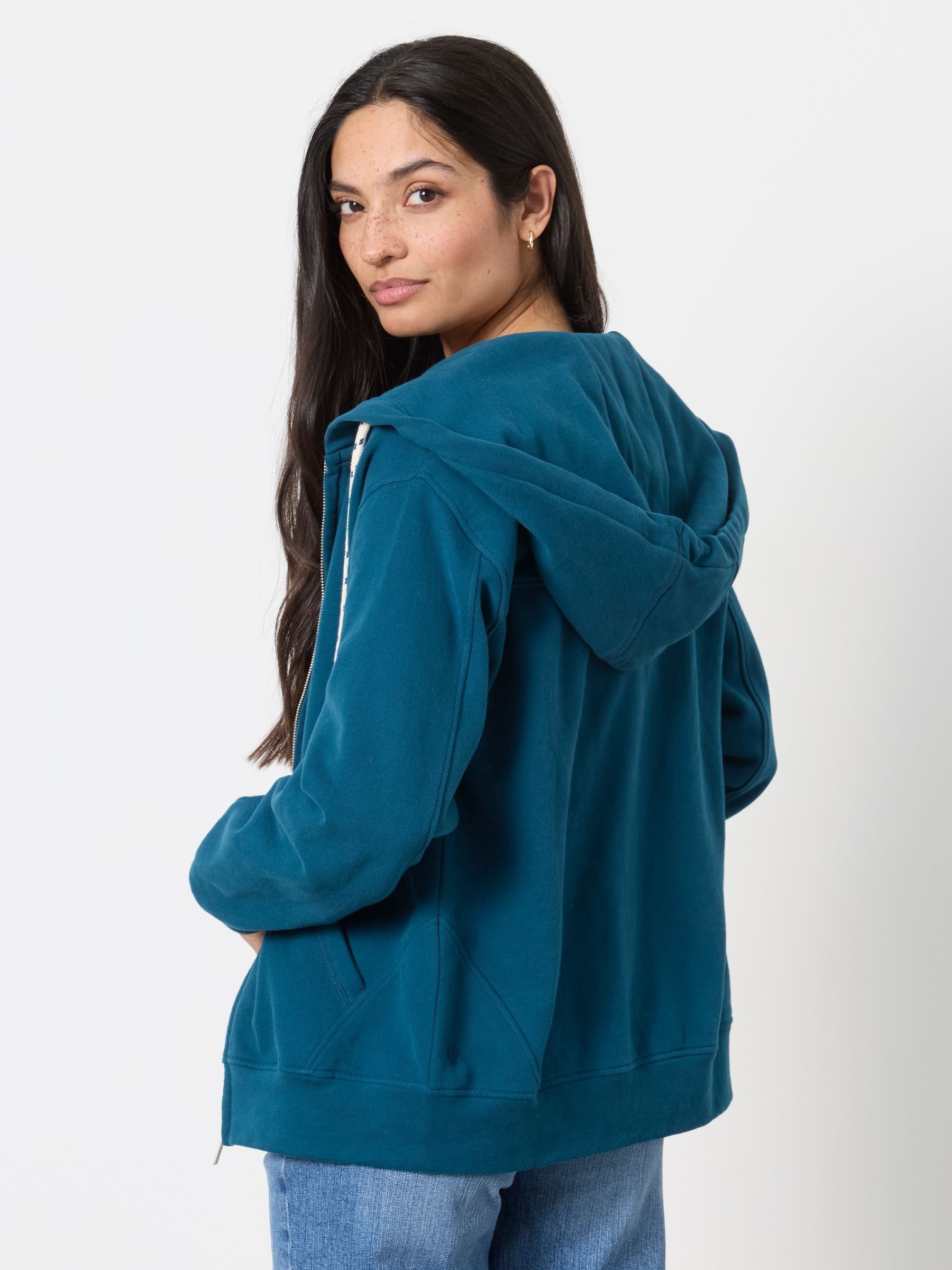 Fern Indigo Blue Zip Through Hoodie - Image 3 of 6