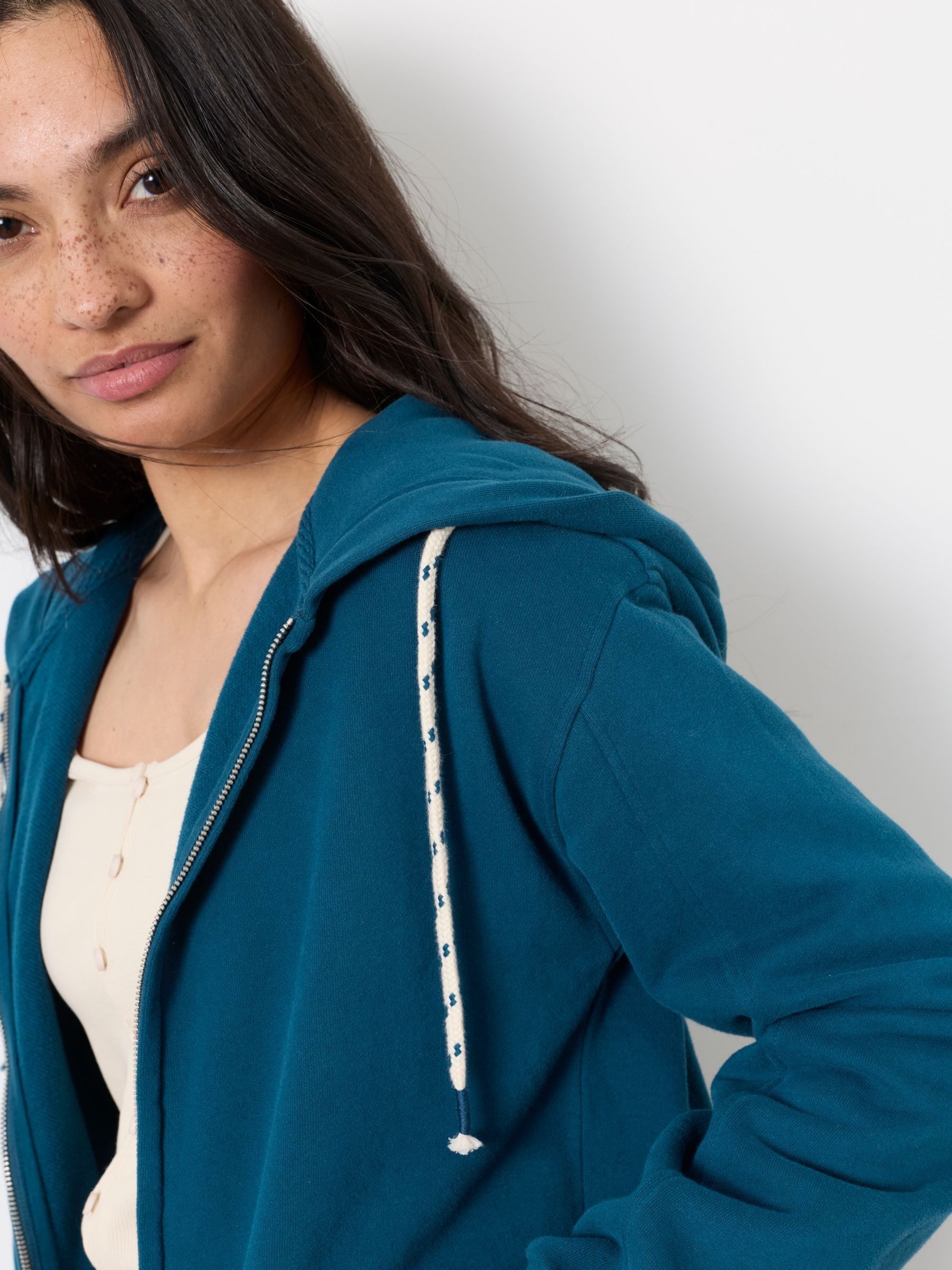 Fern Indigo Blue Zip Through Hoodie - Image 4 of 6