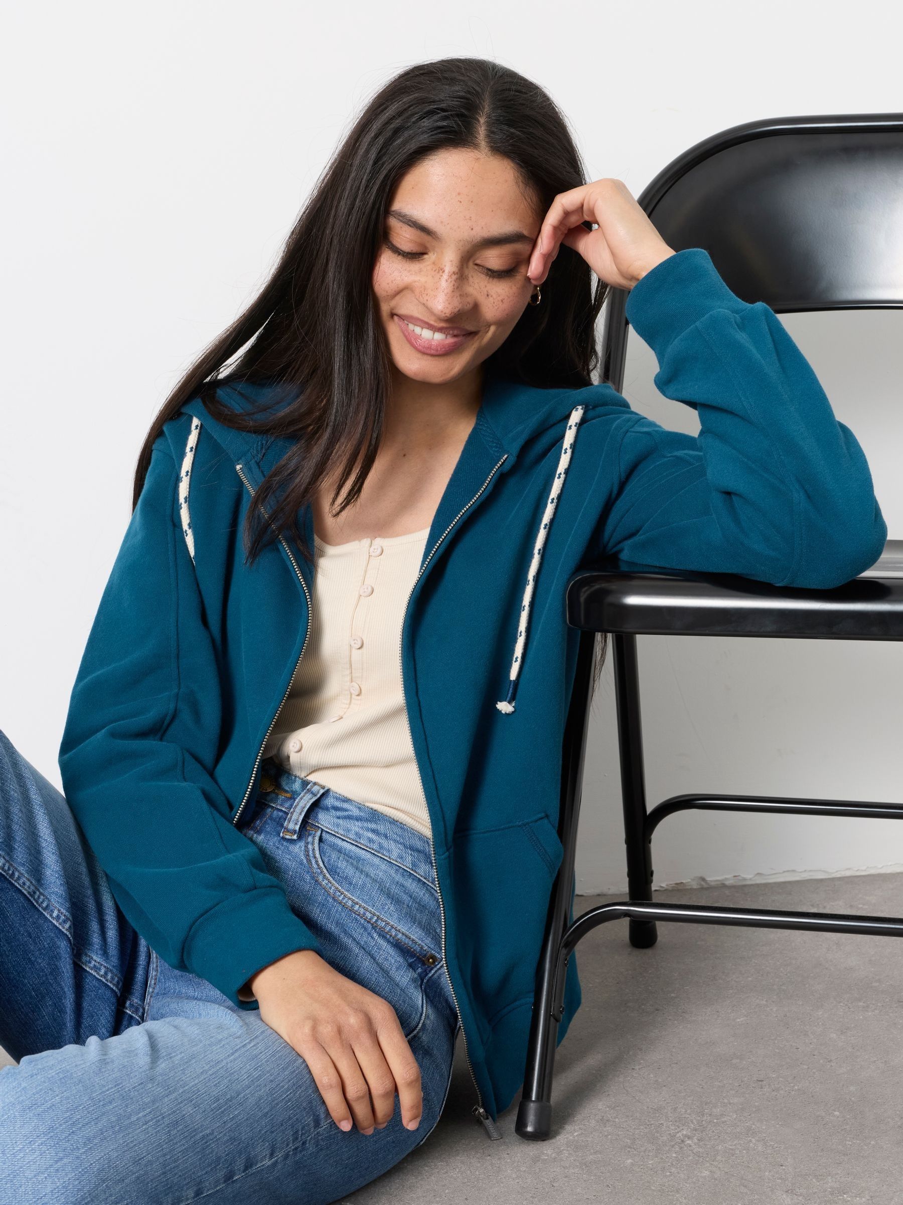 Fern Indigo Blue Zip Through Hoodie - Image 5 of 6