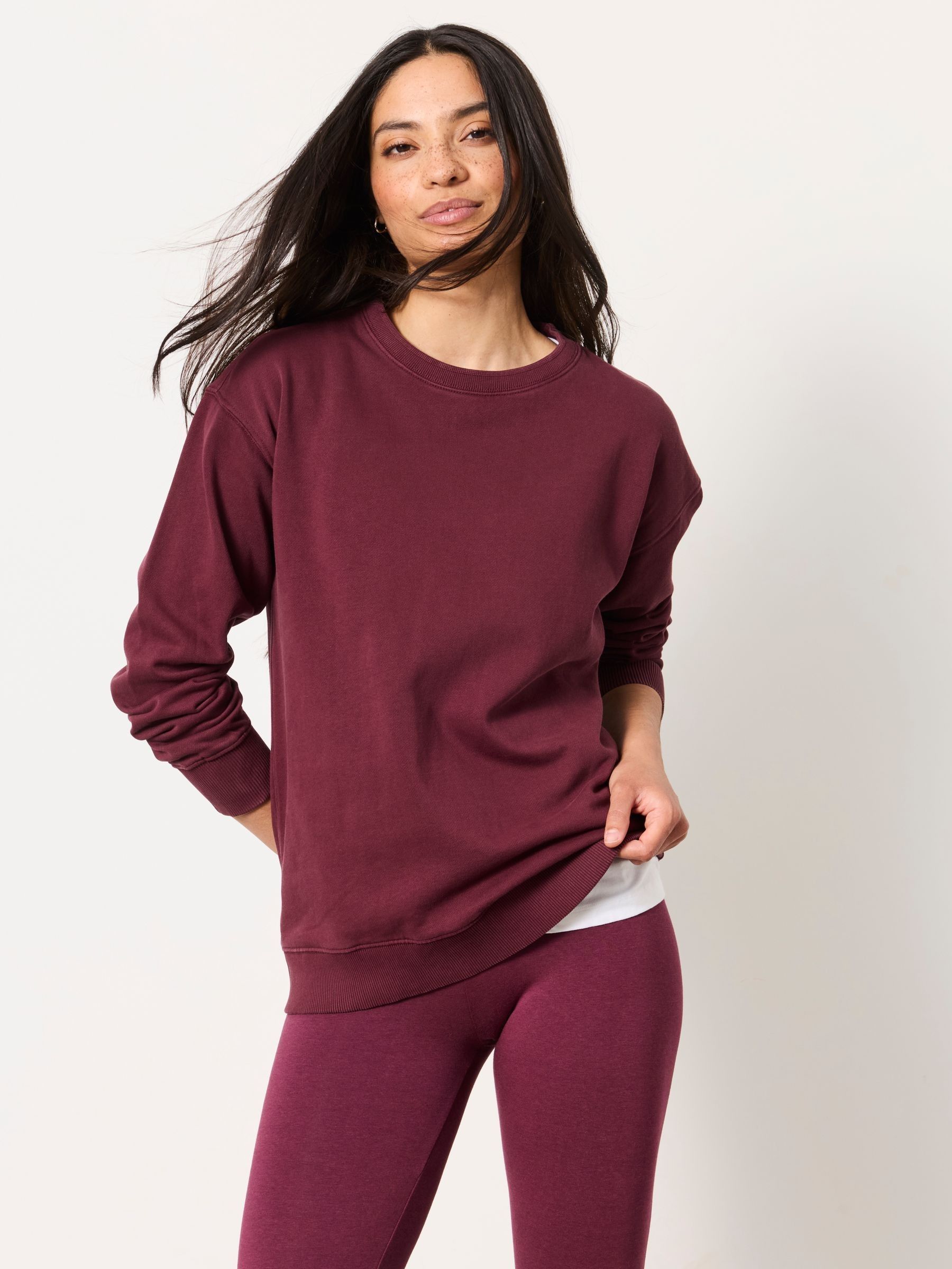 Crew Sweat Top in Dark Purple - Image 1 of 6