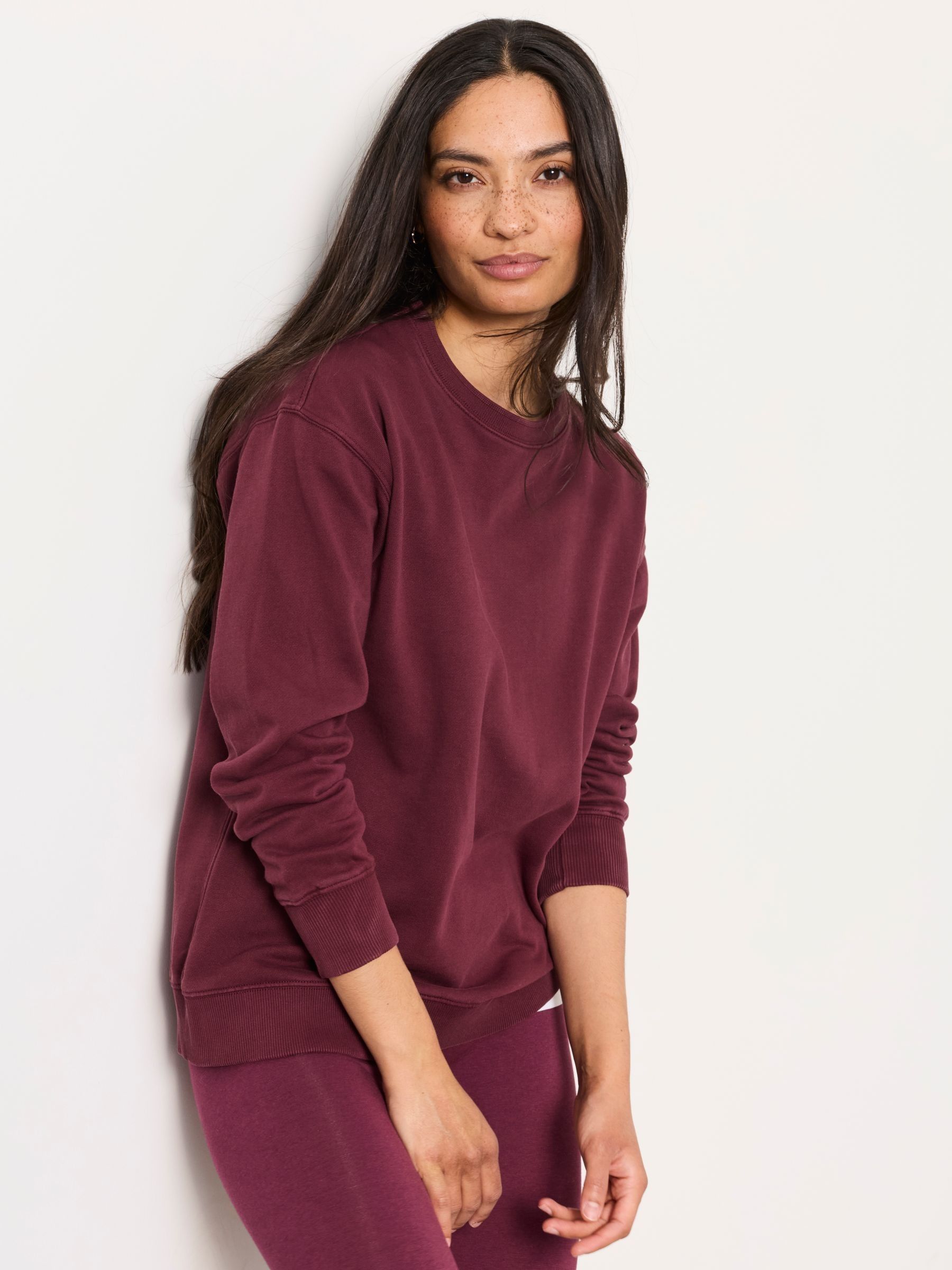 Crew Sweat Top in Dark Purple - Image 4 of 6