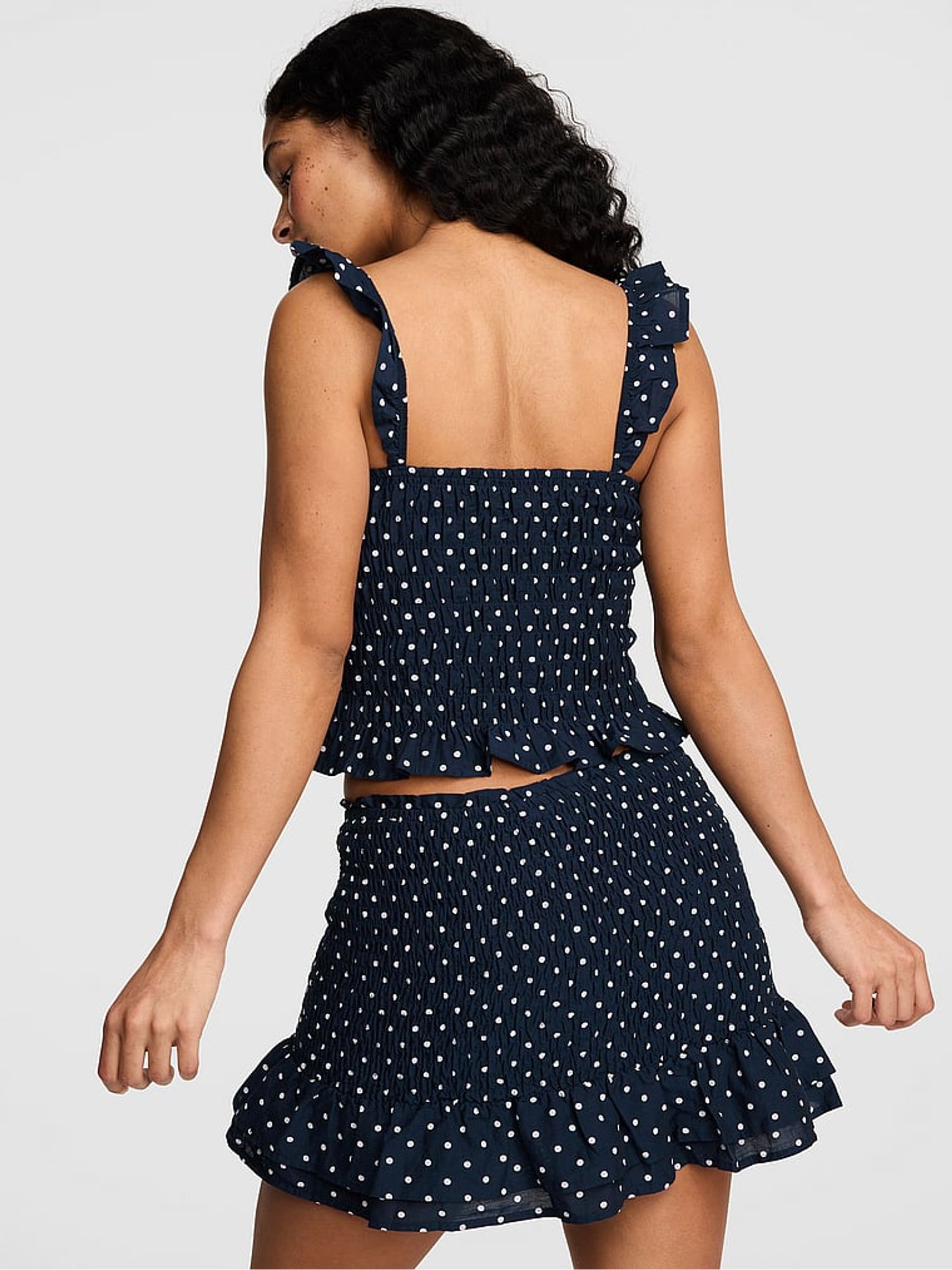 Noir Navy Blue Polka Dots Smock Mini Skirt - Image 2 of 2