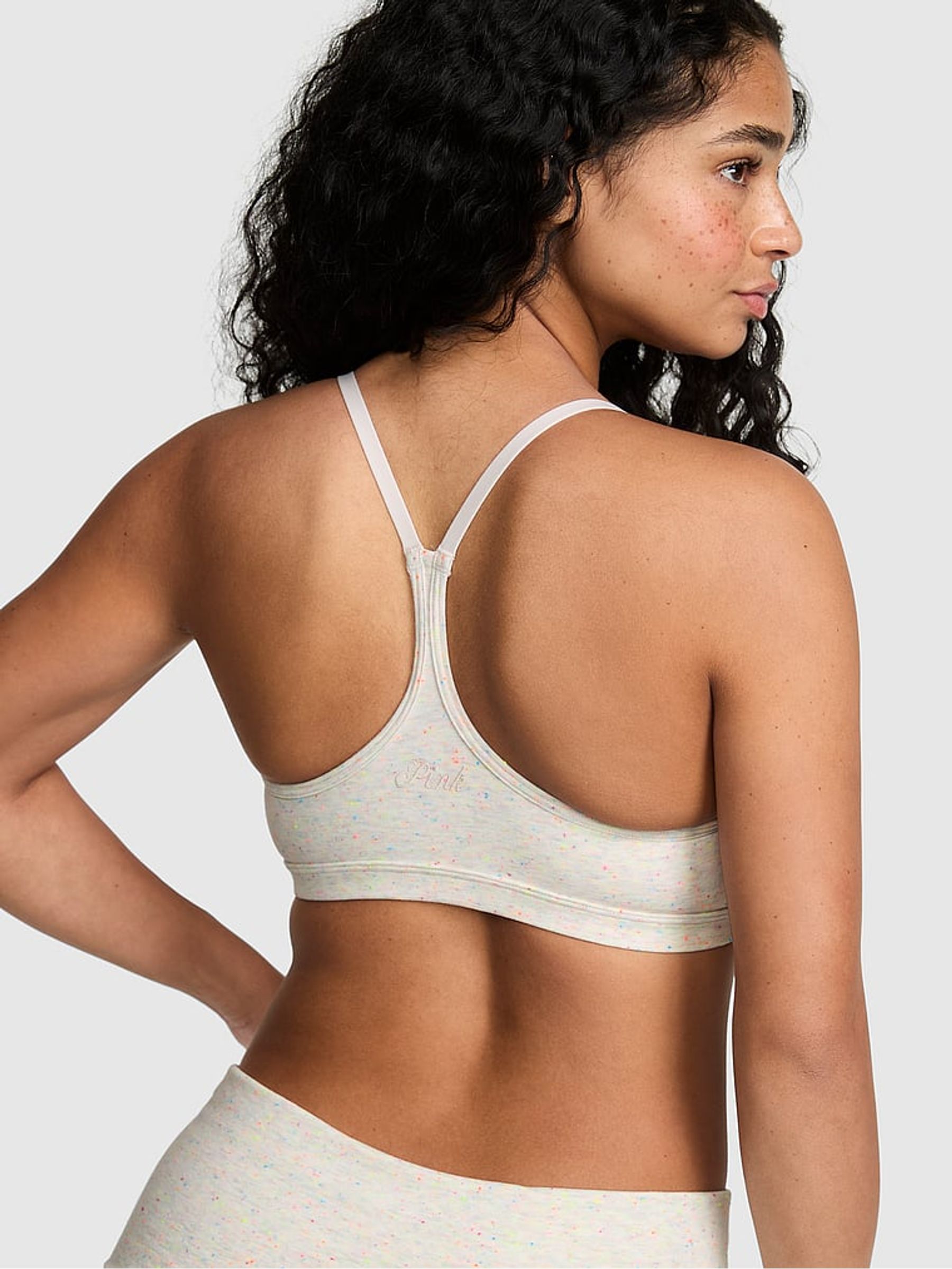 Beige Confetti Cotton Sports Bra - Image 2 of 2