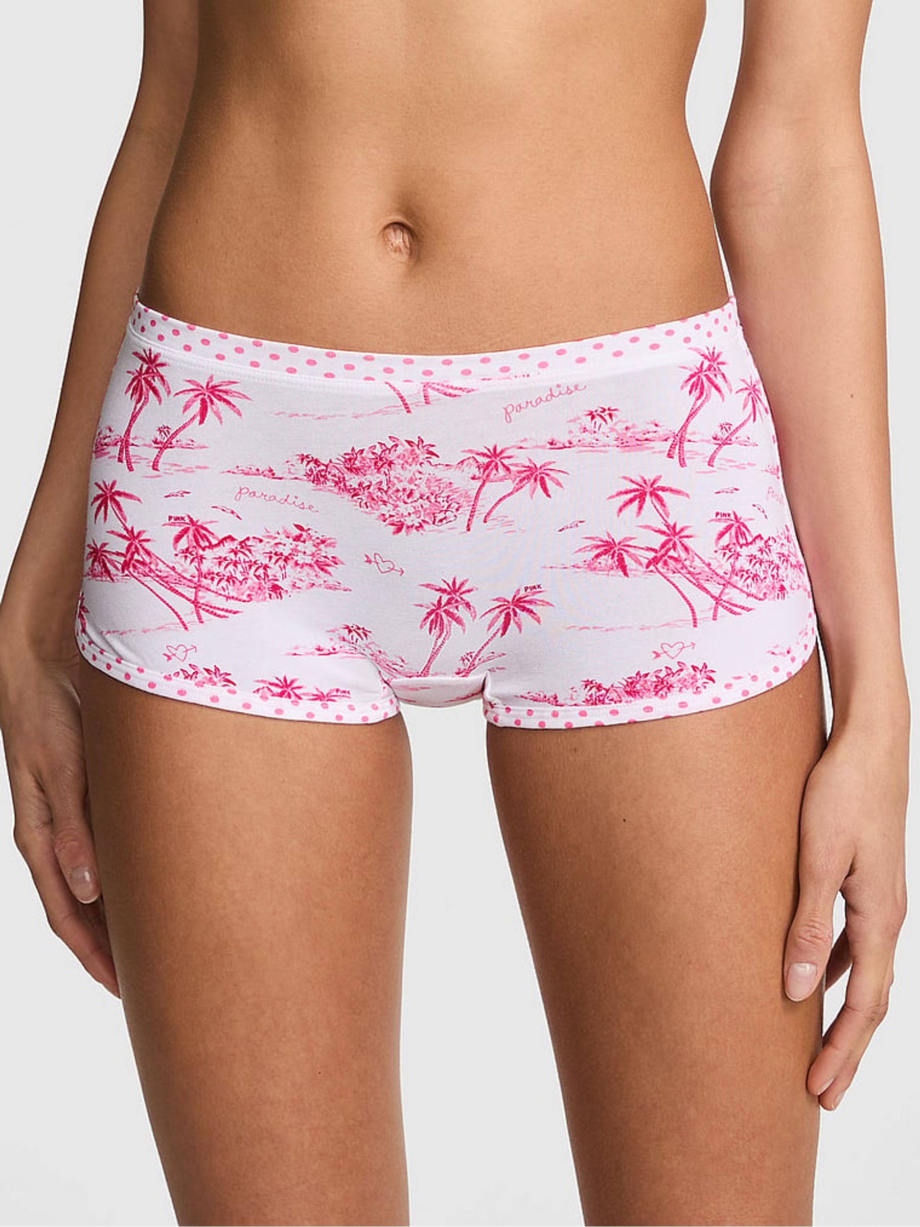 Pink Toile Boyshort Cotton Knickers - Image 1 of 2