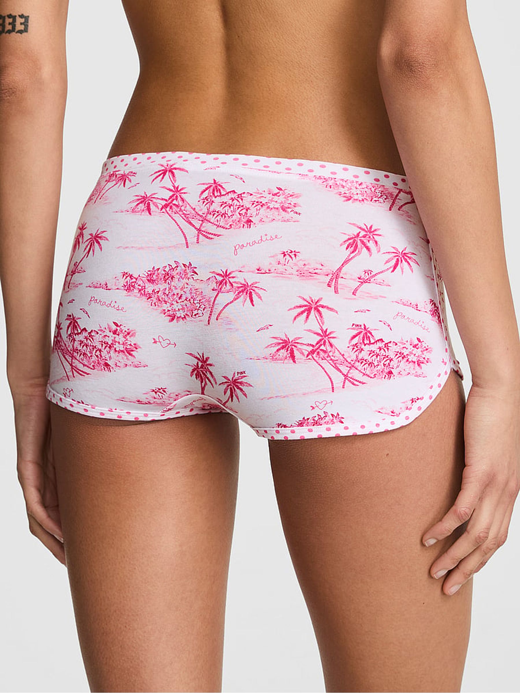 Pink Toile Boyshort Cotton Knickers - Image 2 of 2