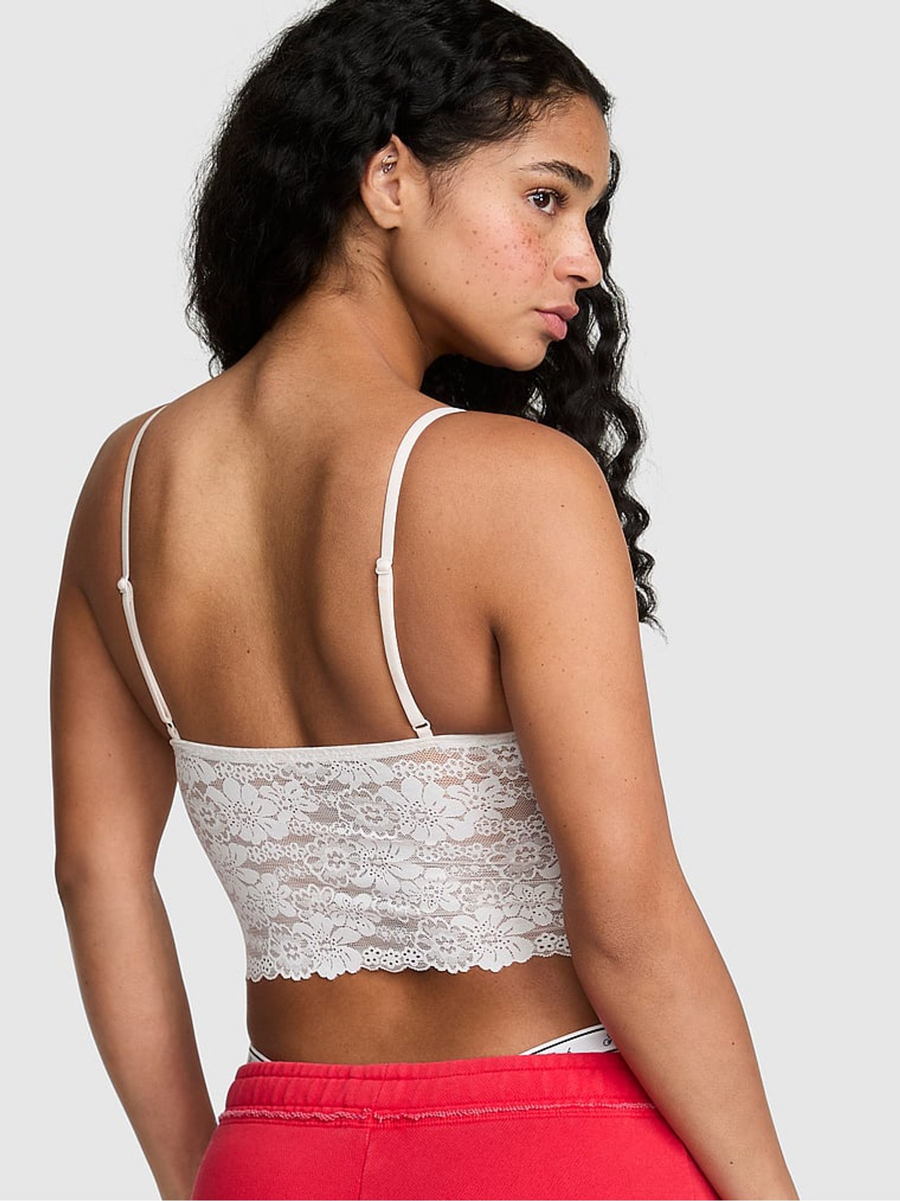 Coconut White Triangle Lace Longline Bralette - Image 2 of 2