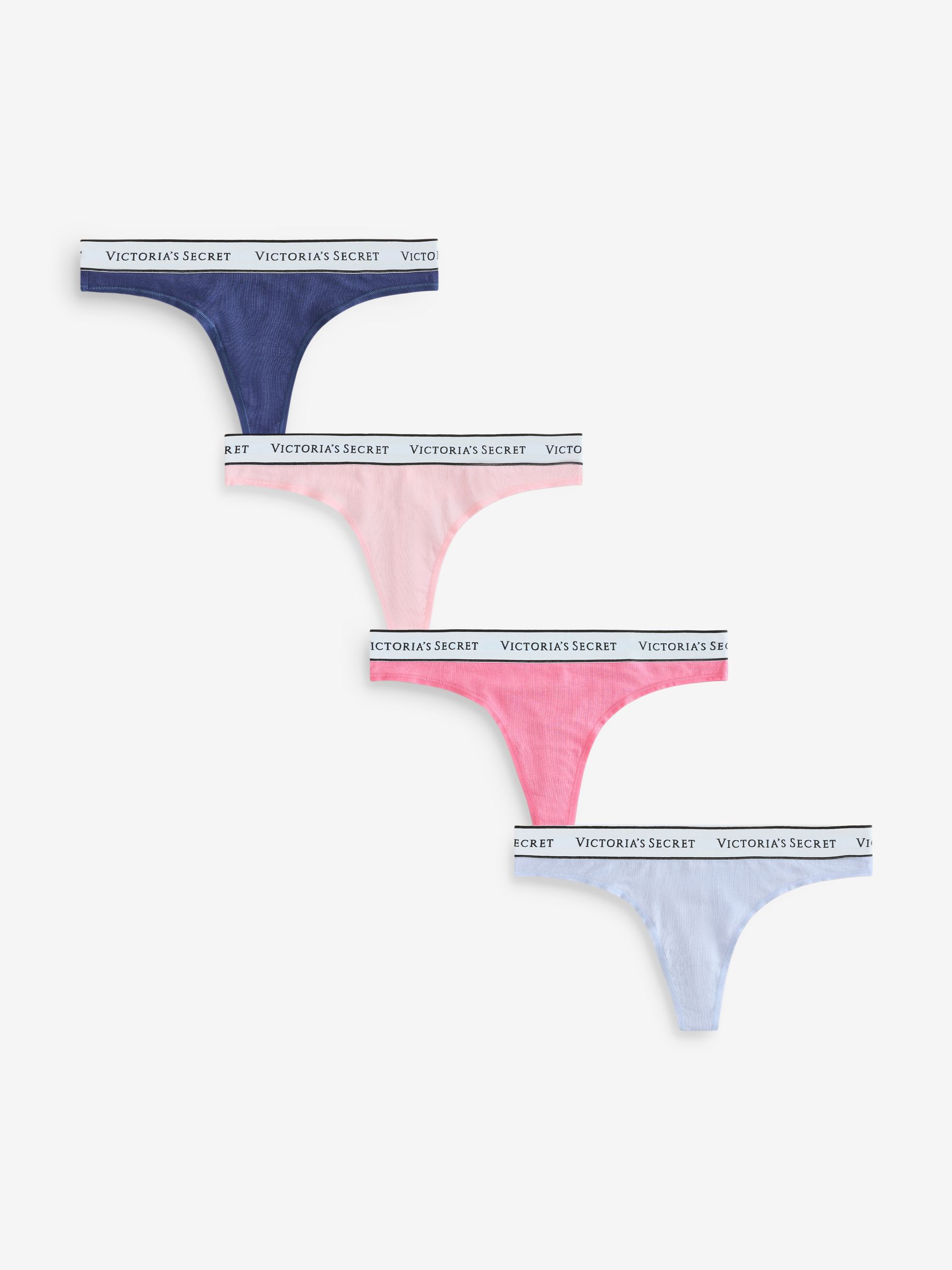 Pink/Blue Thong Logo 4 Pack Knickers - Image 1 of 7