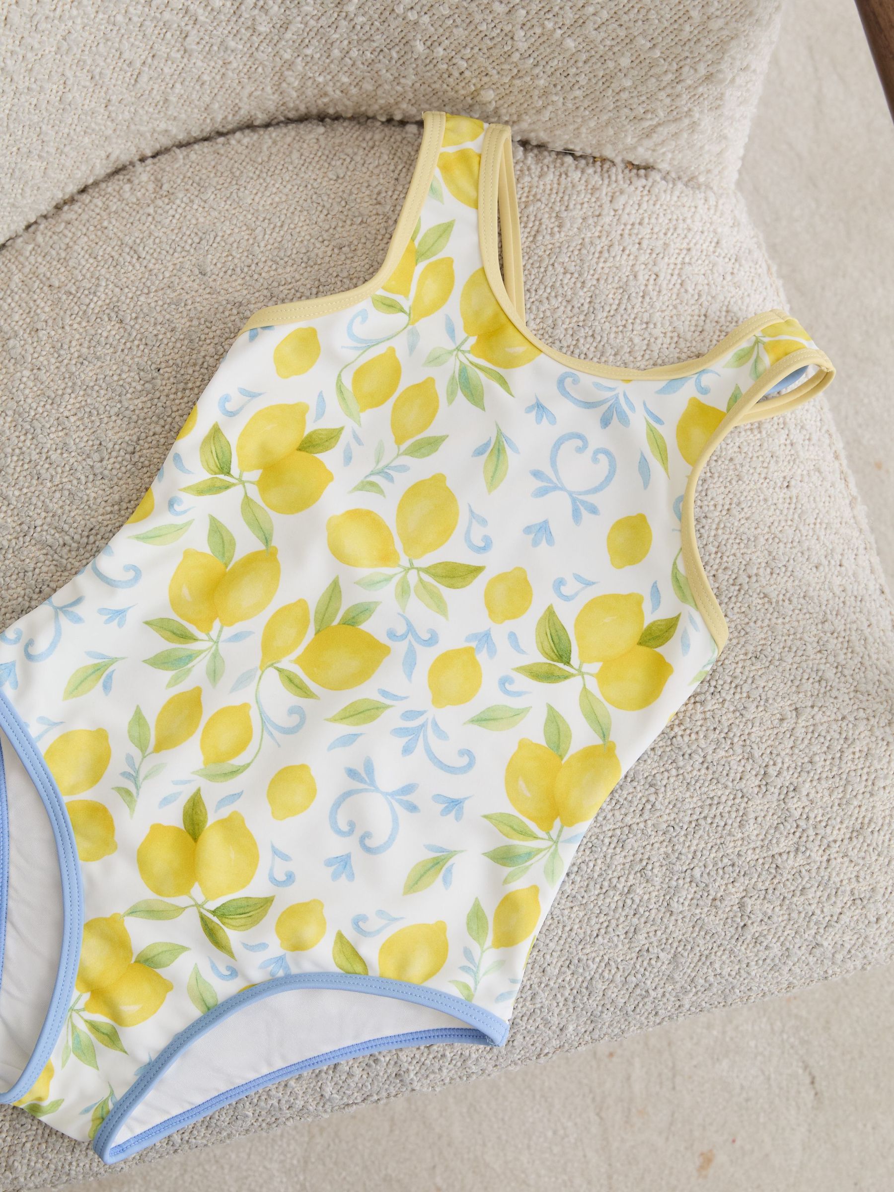 13-14 yrs Printed Cross-Strap Swimsuit in Yellow Print - Image 2 of 3