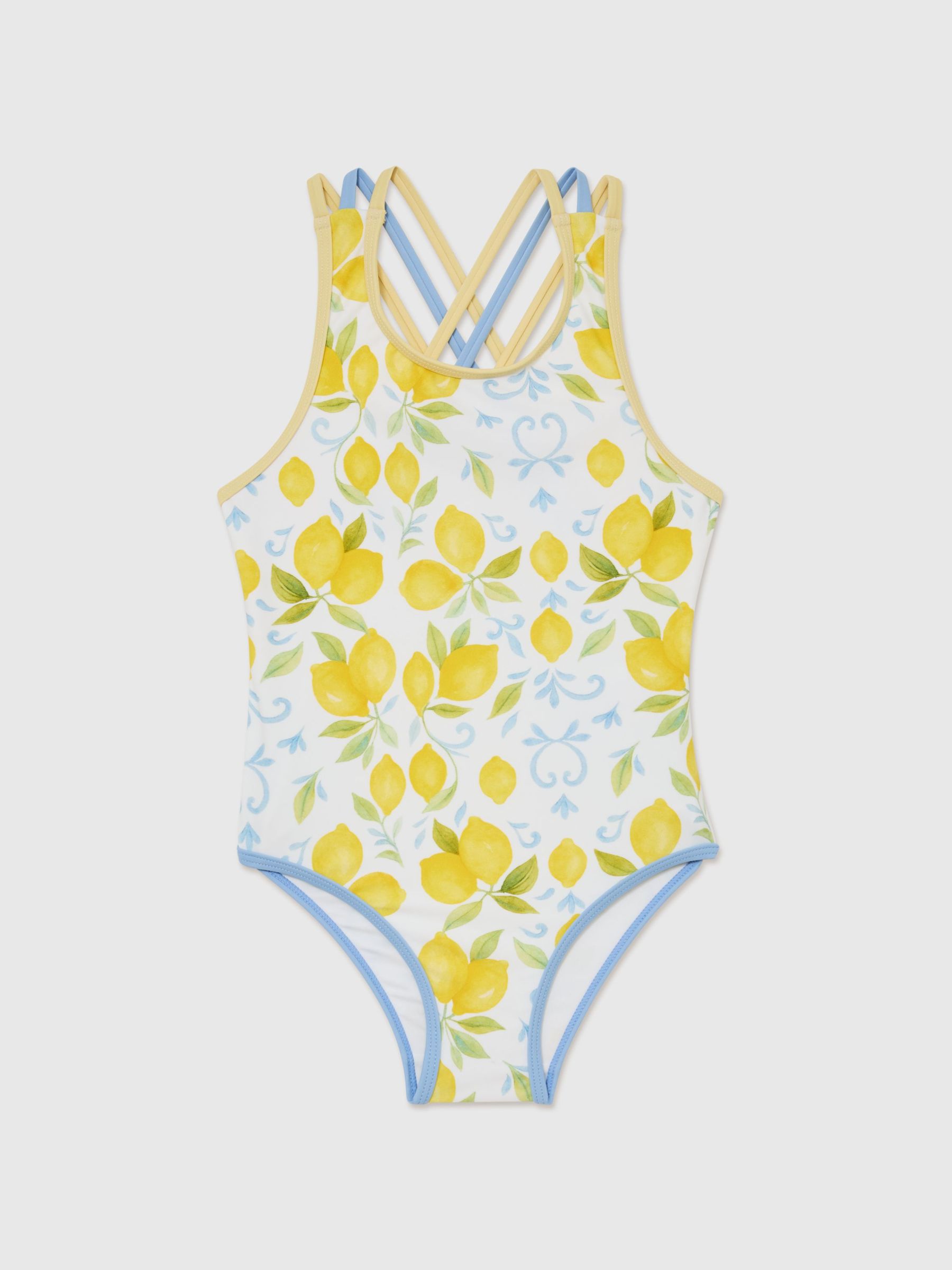 13-14 yrs Printed Cross-Strap Swimsuit in Yellow Print - Image 3 of 3