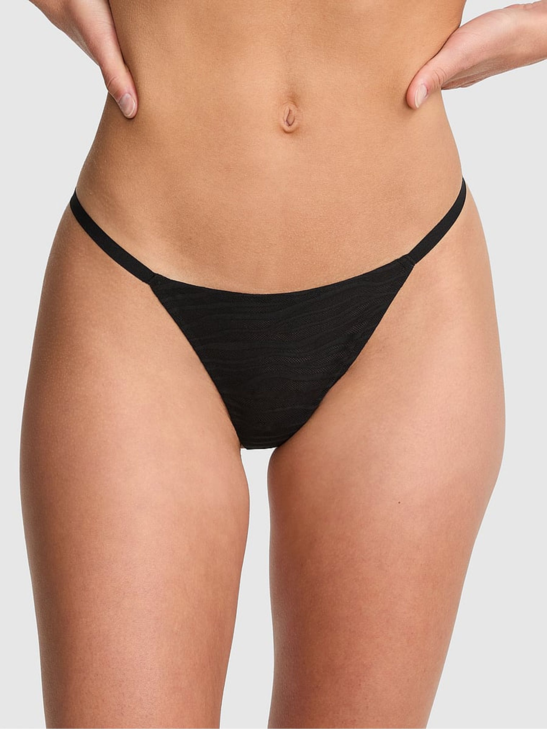 Black G-String Zebra Lace Knickers - Image 1 of 2
