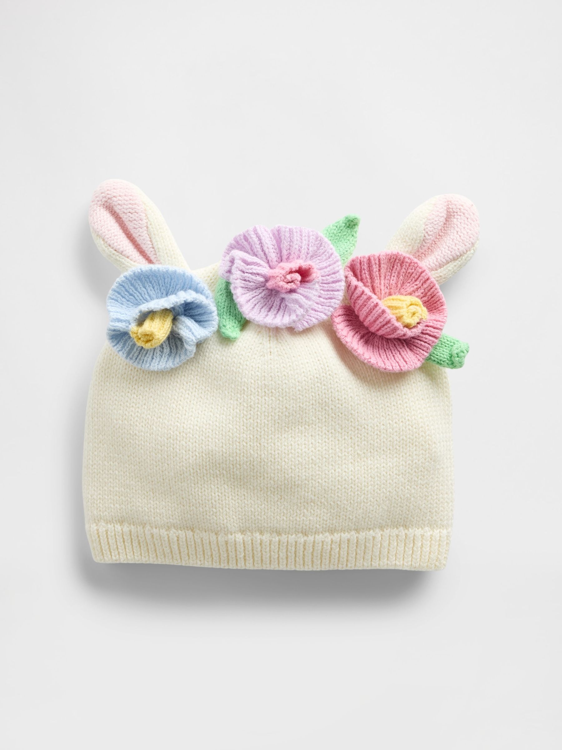 Floral Bunny Crochet Beanie - Image 1 of 1