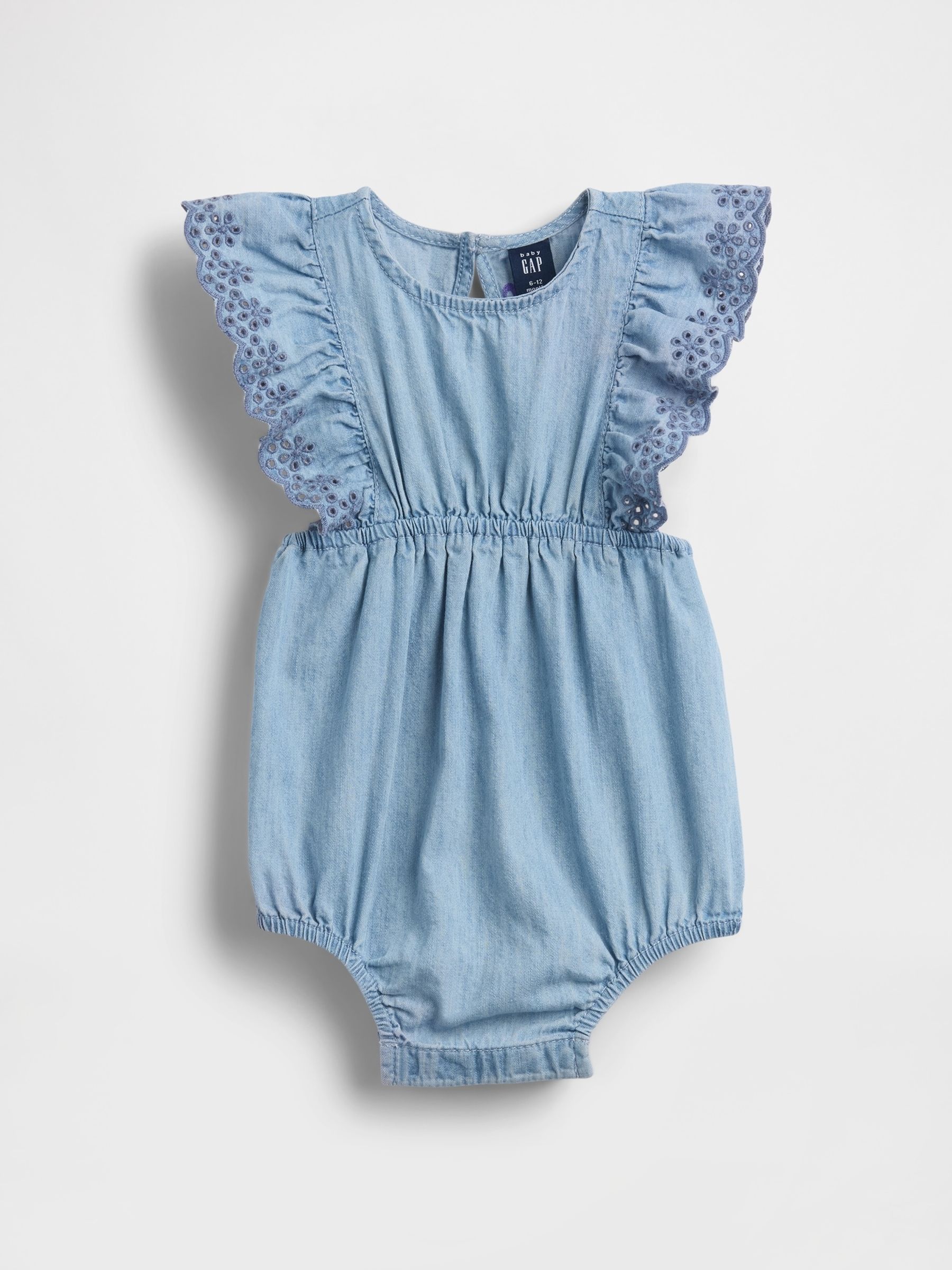Blue Eyelet Denim One-Piece - Image 1 of 3