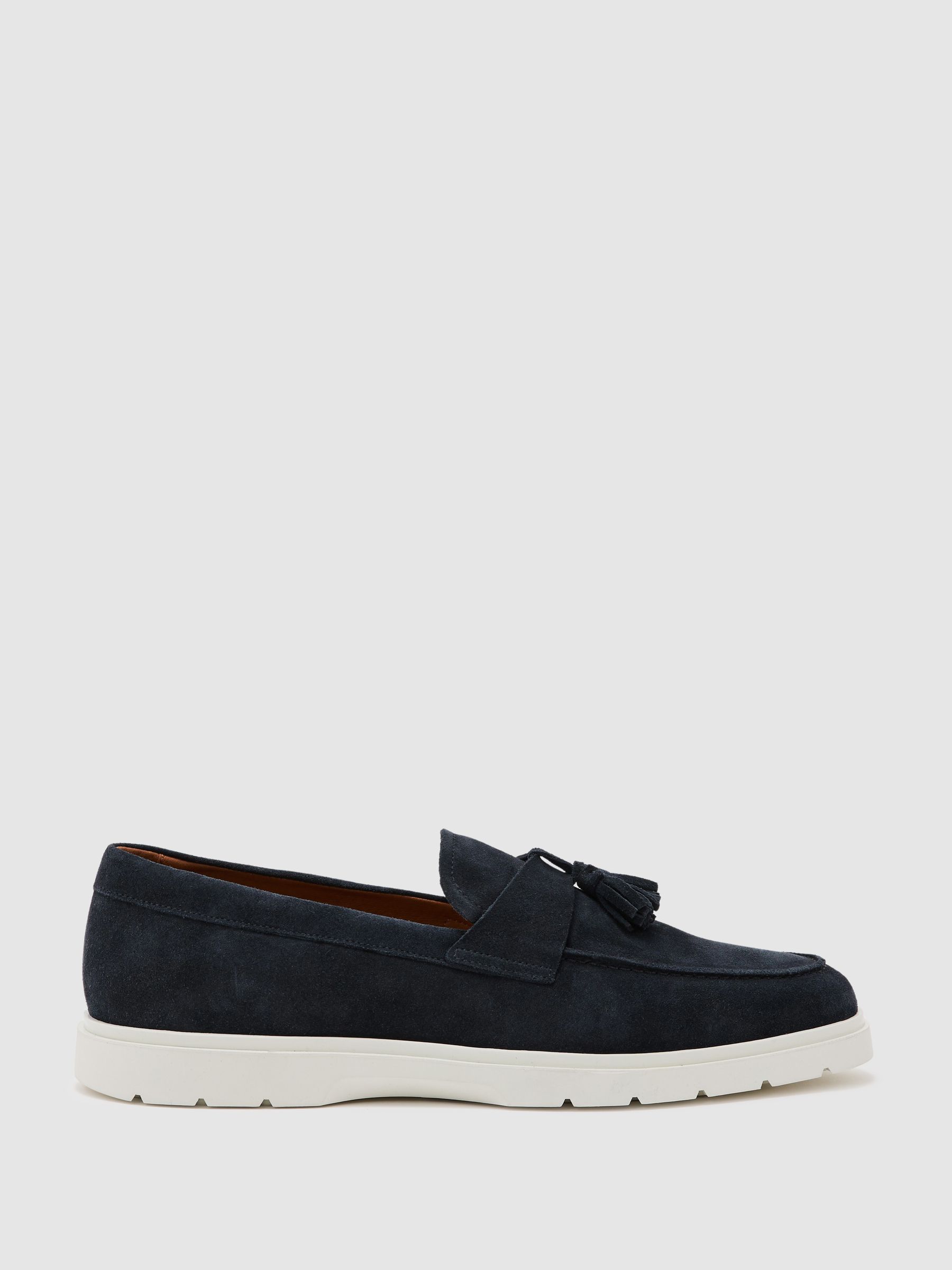 Suede Tassel Loafers in Dark Navy - Image 1 of 4