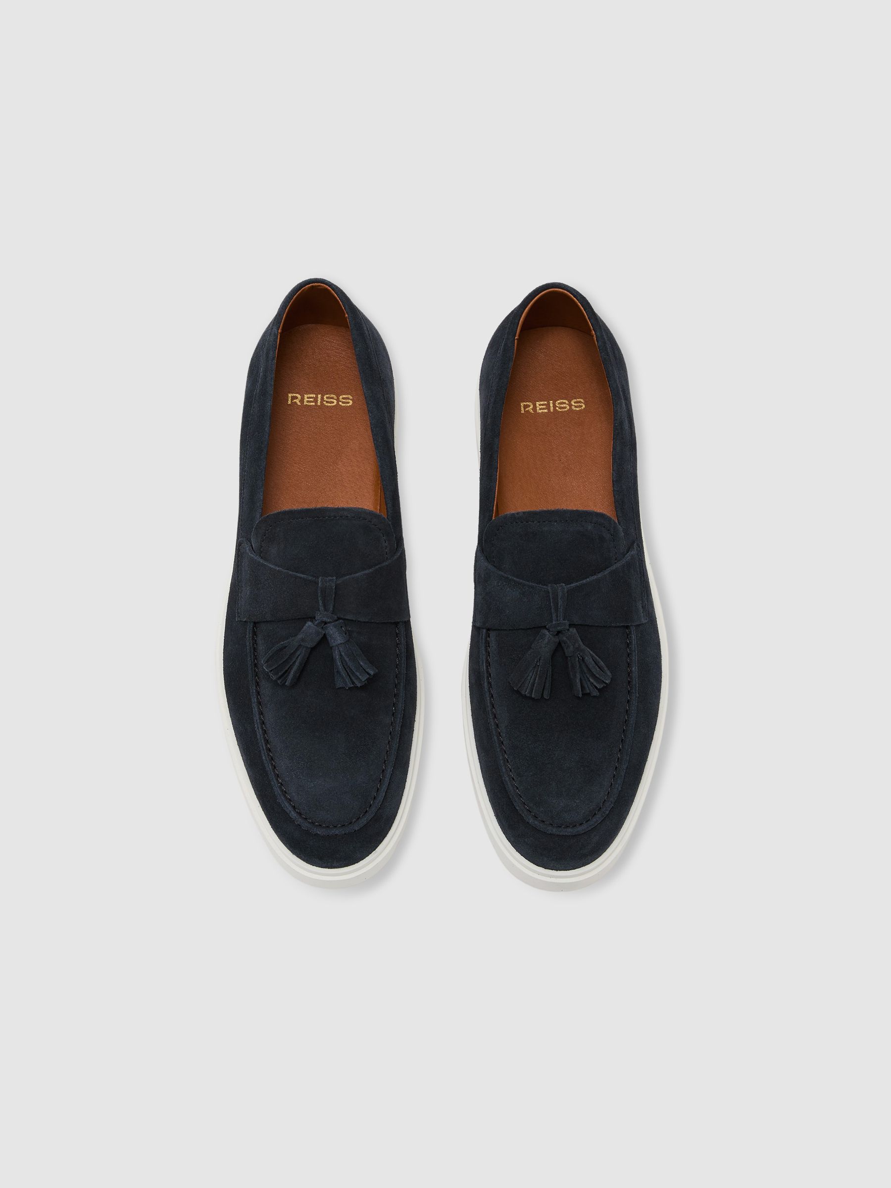 Suede Tassel Loafers in Dark Navy - image 3
