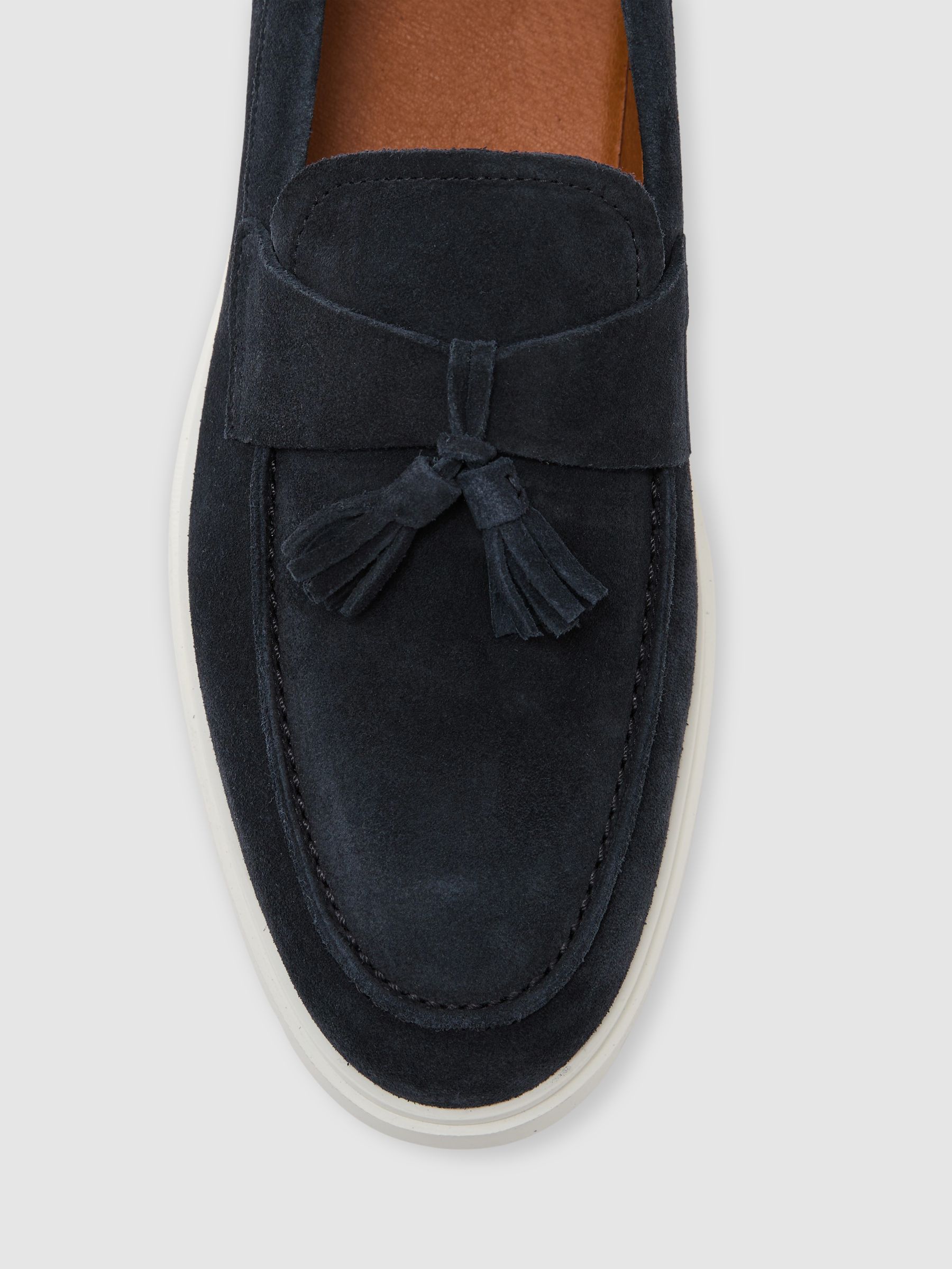 Suede Tassel Loafers in Dark Navy - image 1