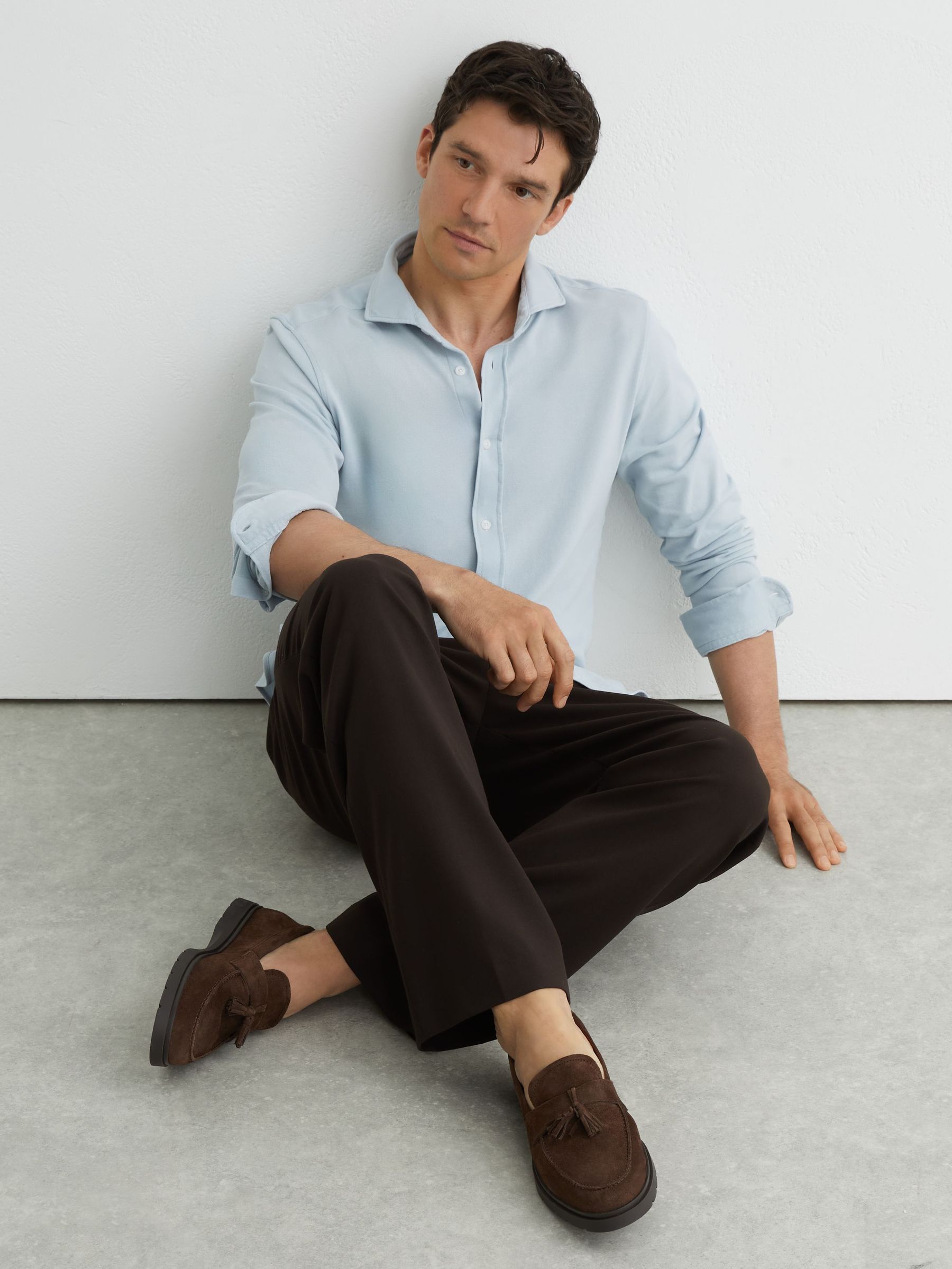 Suede Tassel Loafers in Dark Brown - Image 1 de 5