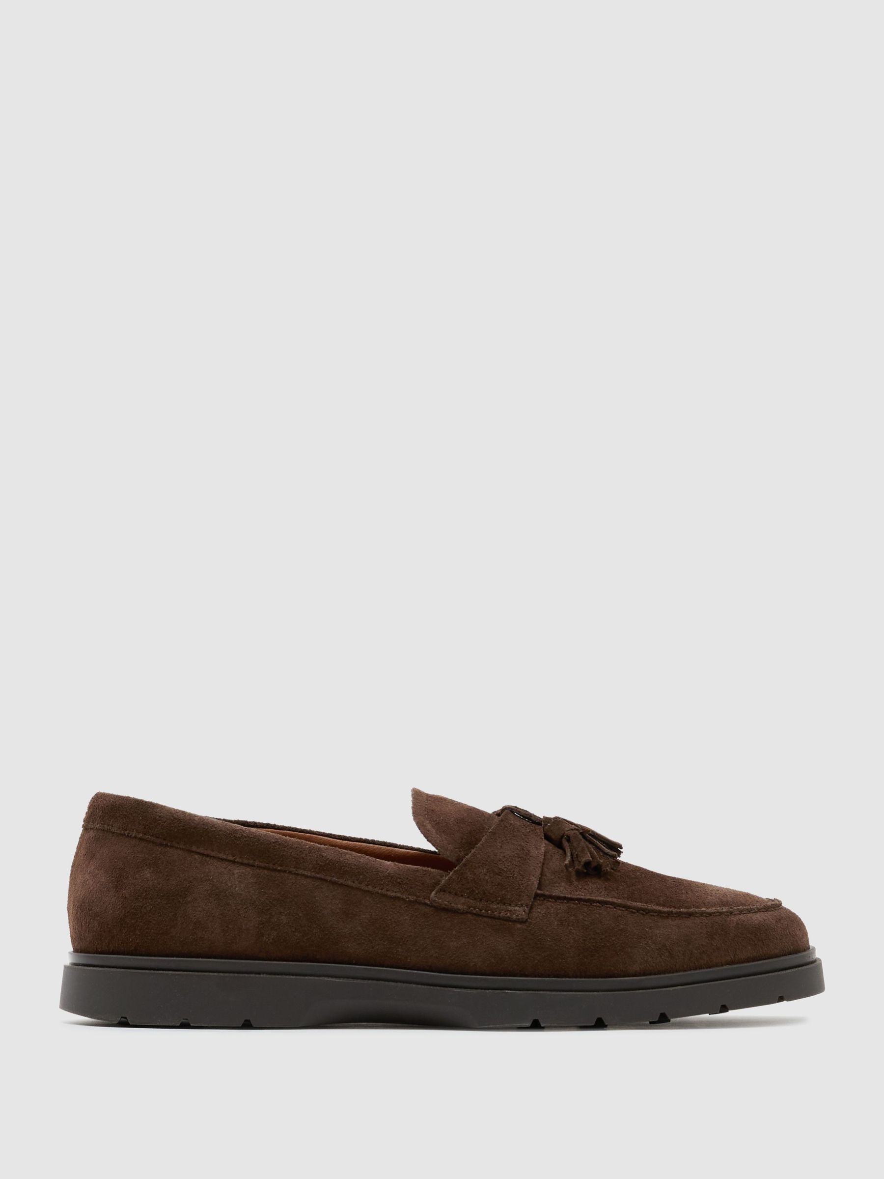 Suede Tassel Loafers in Dark Brown - image 1