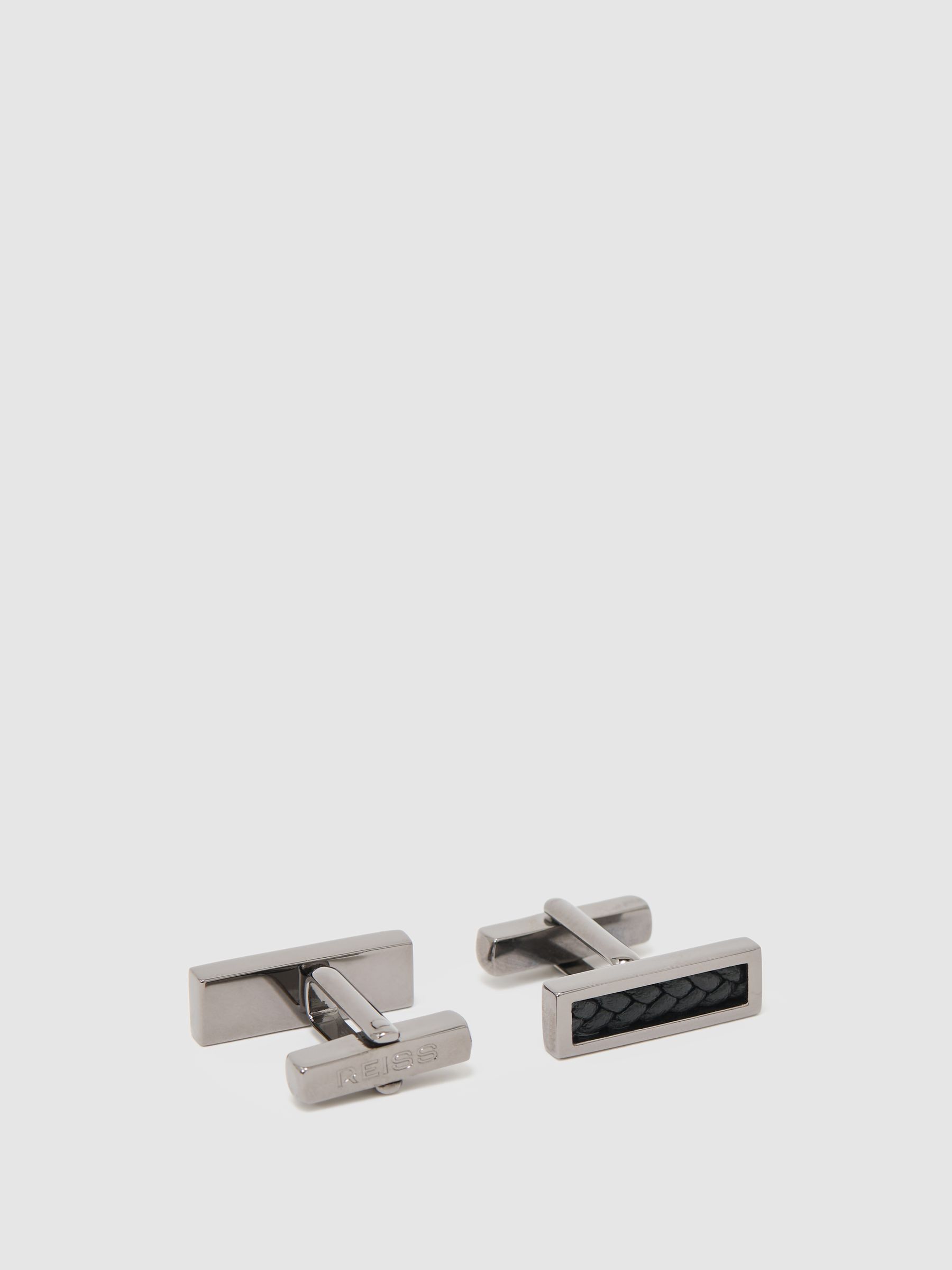 Bar Cufflinks in Gunmetal/Black - Image 2 of 3