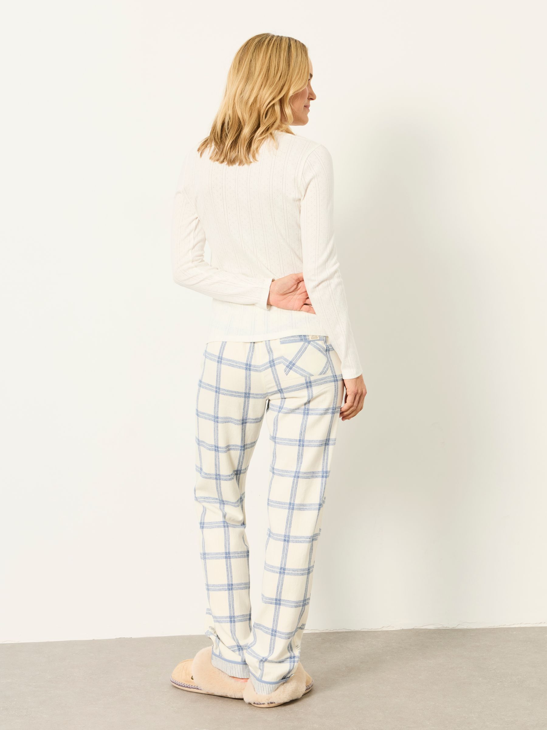 Eva Ivory Windowpane Check Pyjama Bottoms - Image 2 of 6