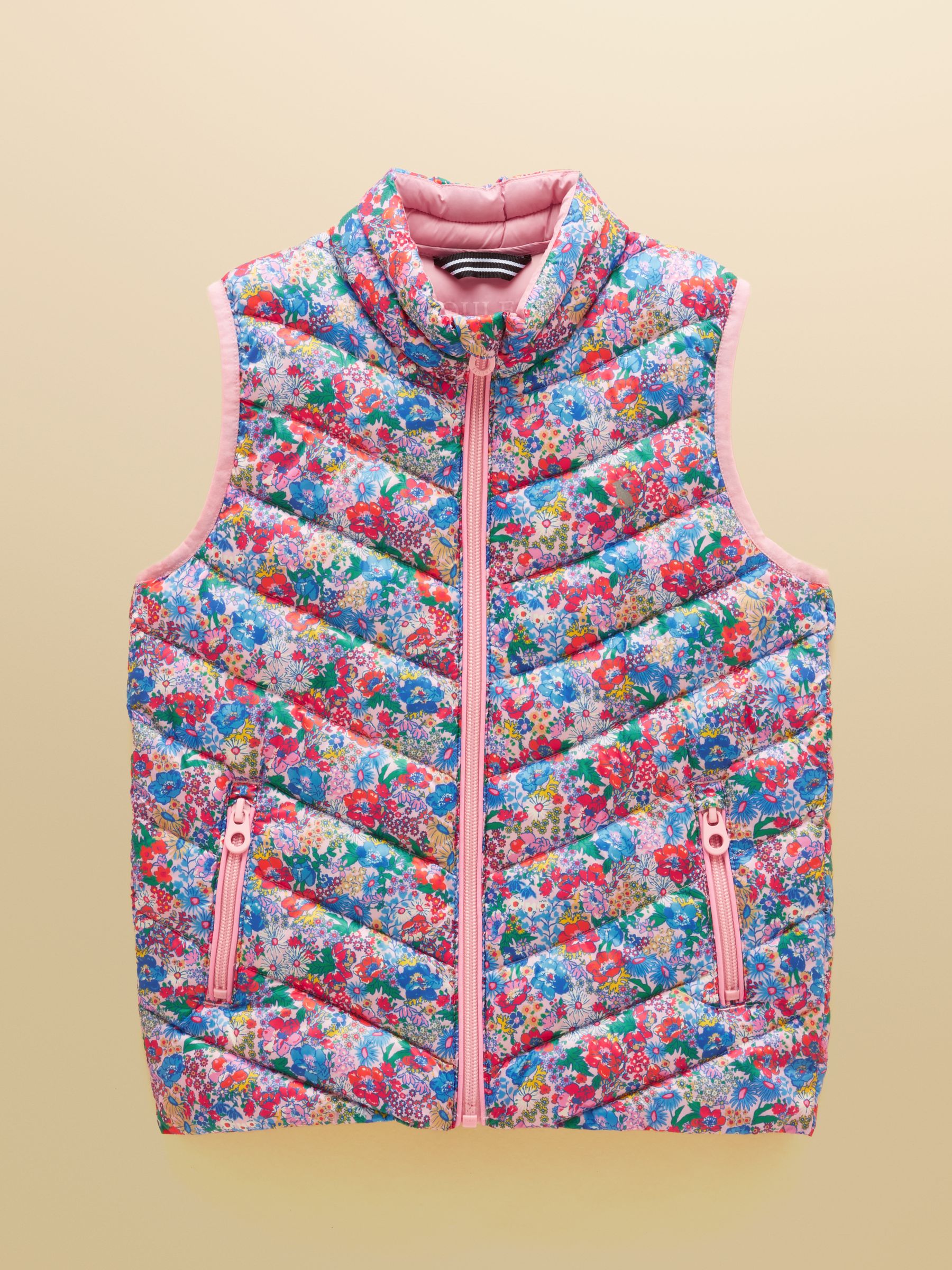 Girls' Crofton Pink Ditsy Showerproof Padded Gilet - Image 1 of 5