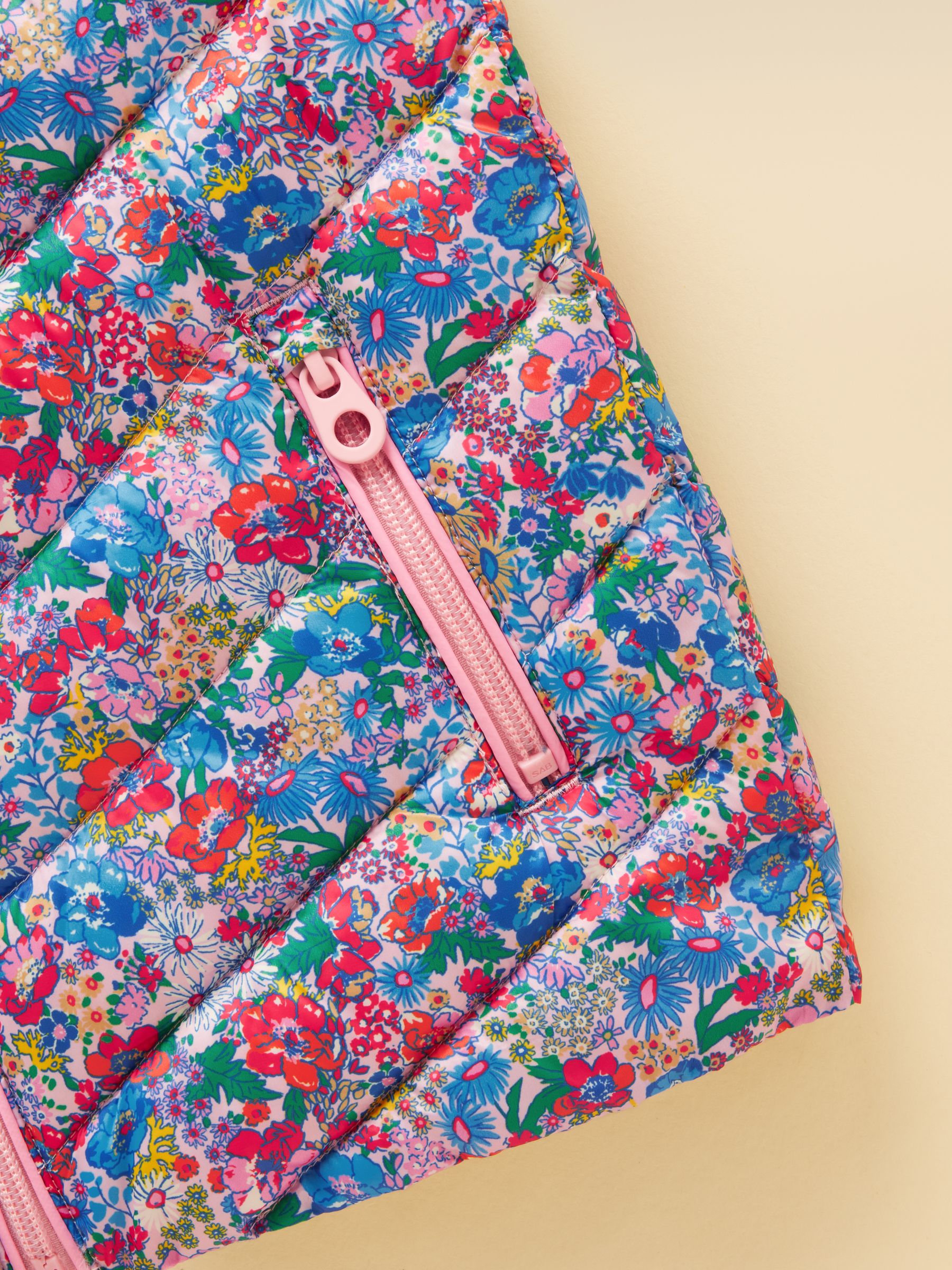 Girls' Crofton Pink Ditsy Showerproof Padded Gilet - Image 3 of 5