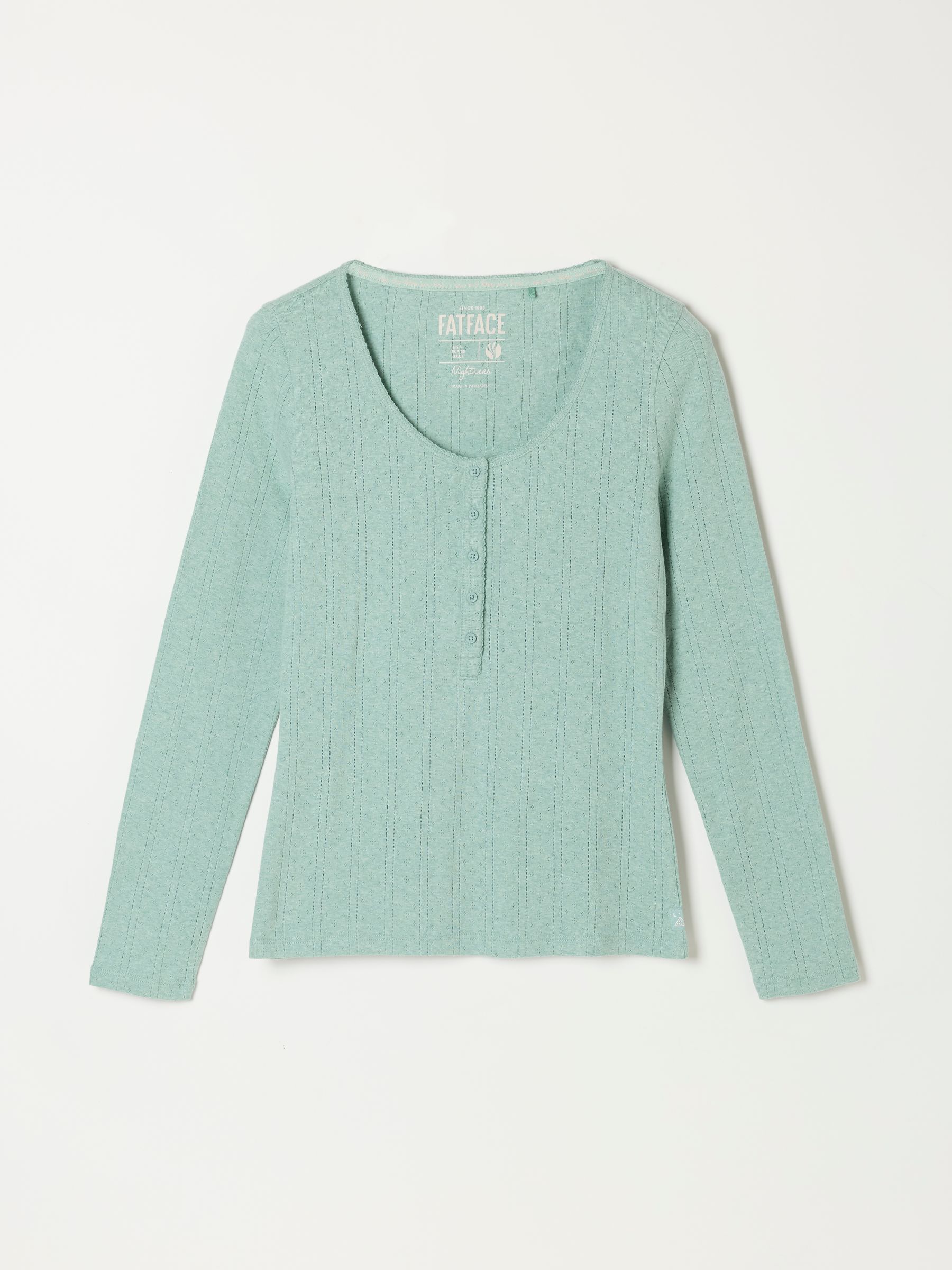 Hattie Light Green Henley Pointelle Top - Image 6 of 6