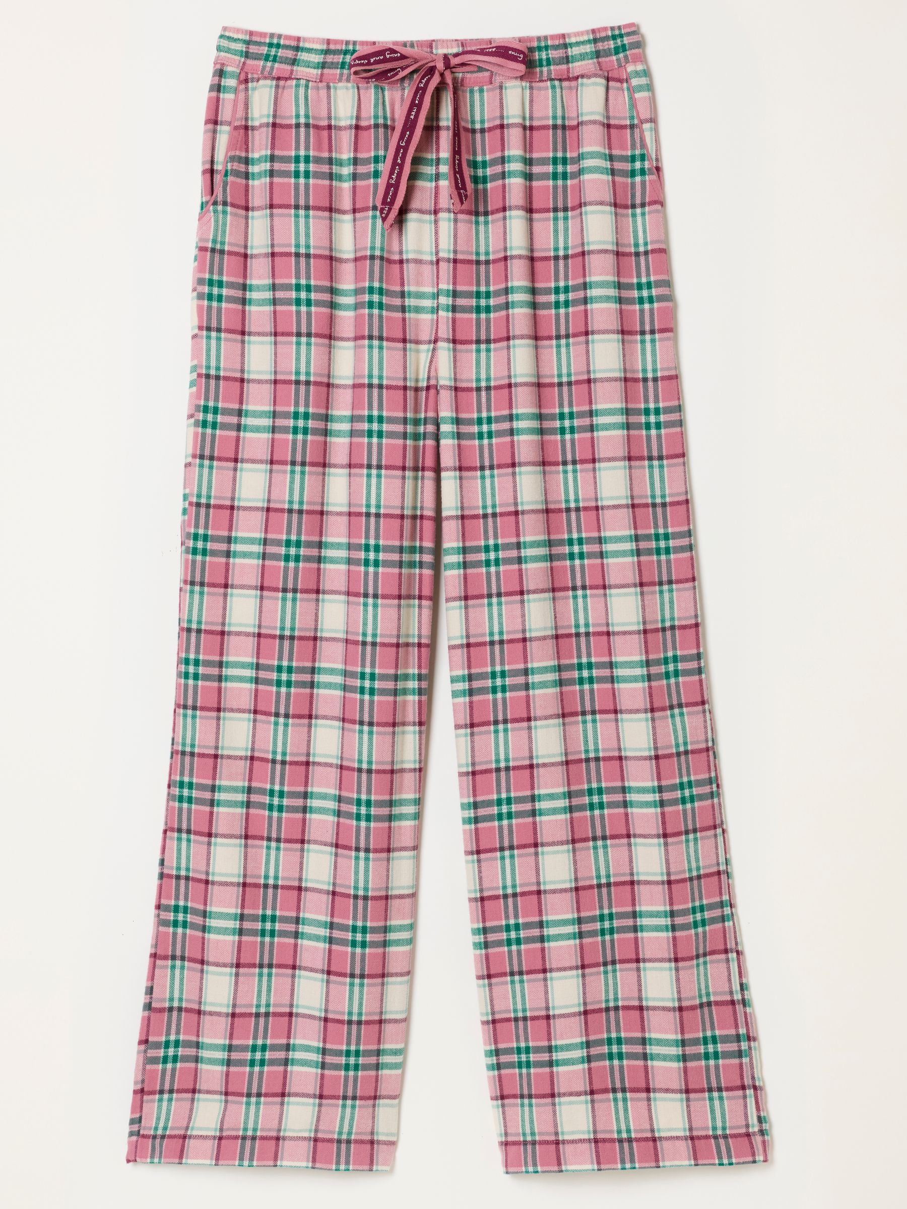 Lola Pink Metallic Check Wide Leg Pyjama Bottoms - Image 6 of 6