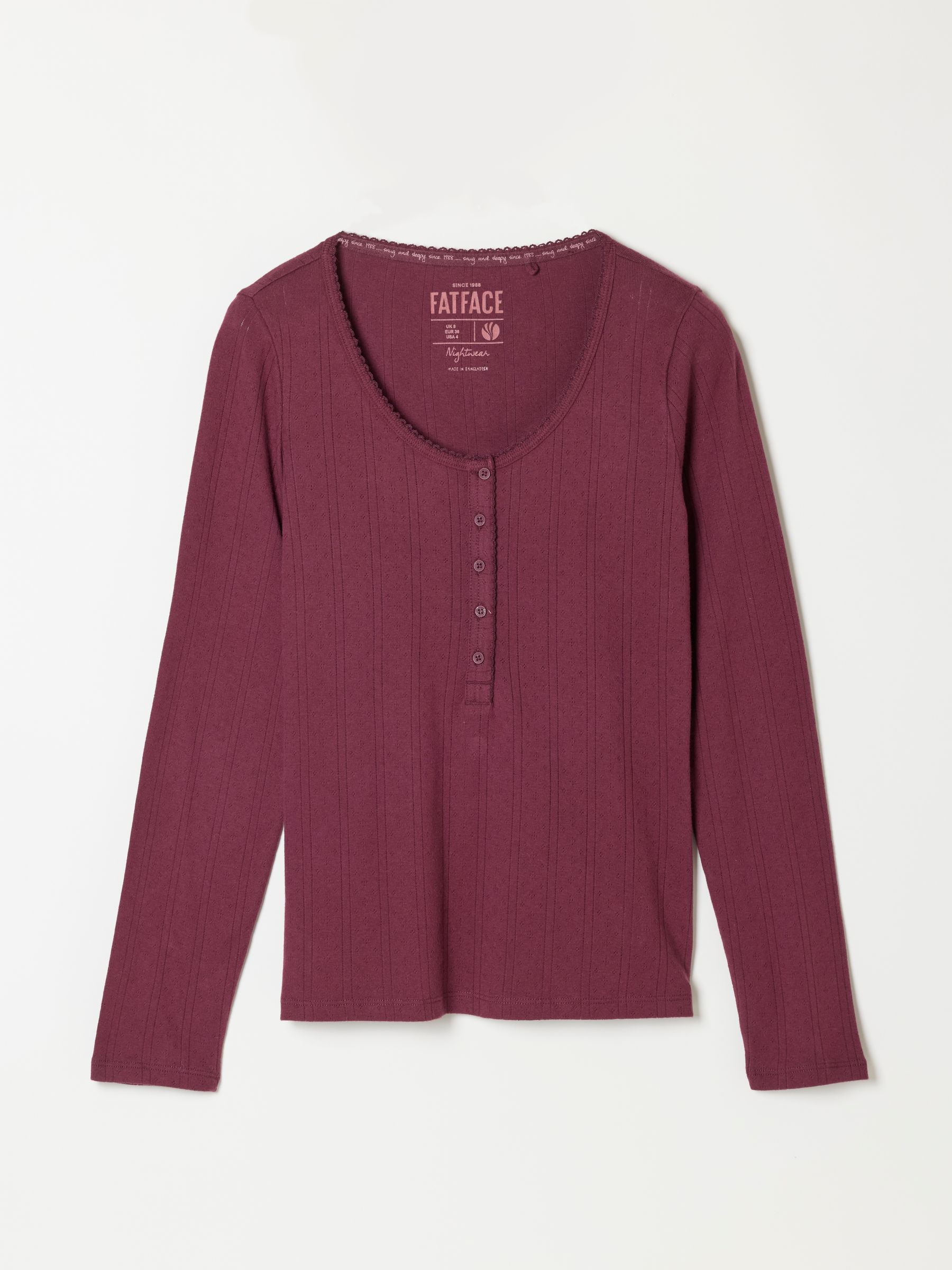 Hattie Plum Purple Henley Pointelle Top - Image 6 of 6