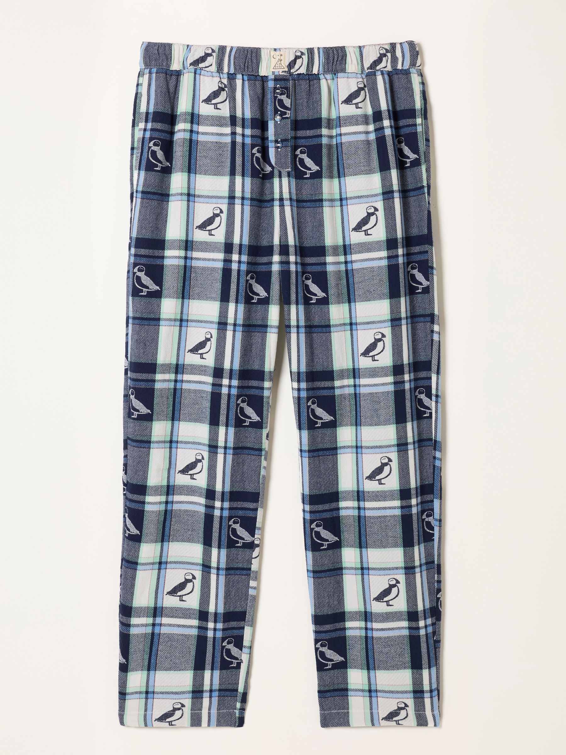 Ruby Blue Puffin Jacquard Relaxed Pyjama Bottoms - Image 1 of 1 Ruby Blue Puffin Jacquard Relaxed Pyjama Bottoms - Image 1 of 1