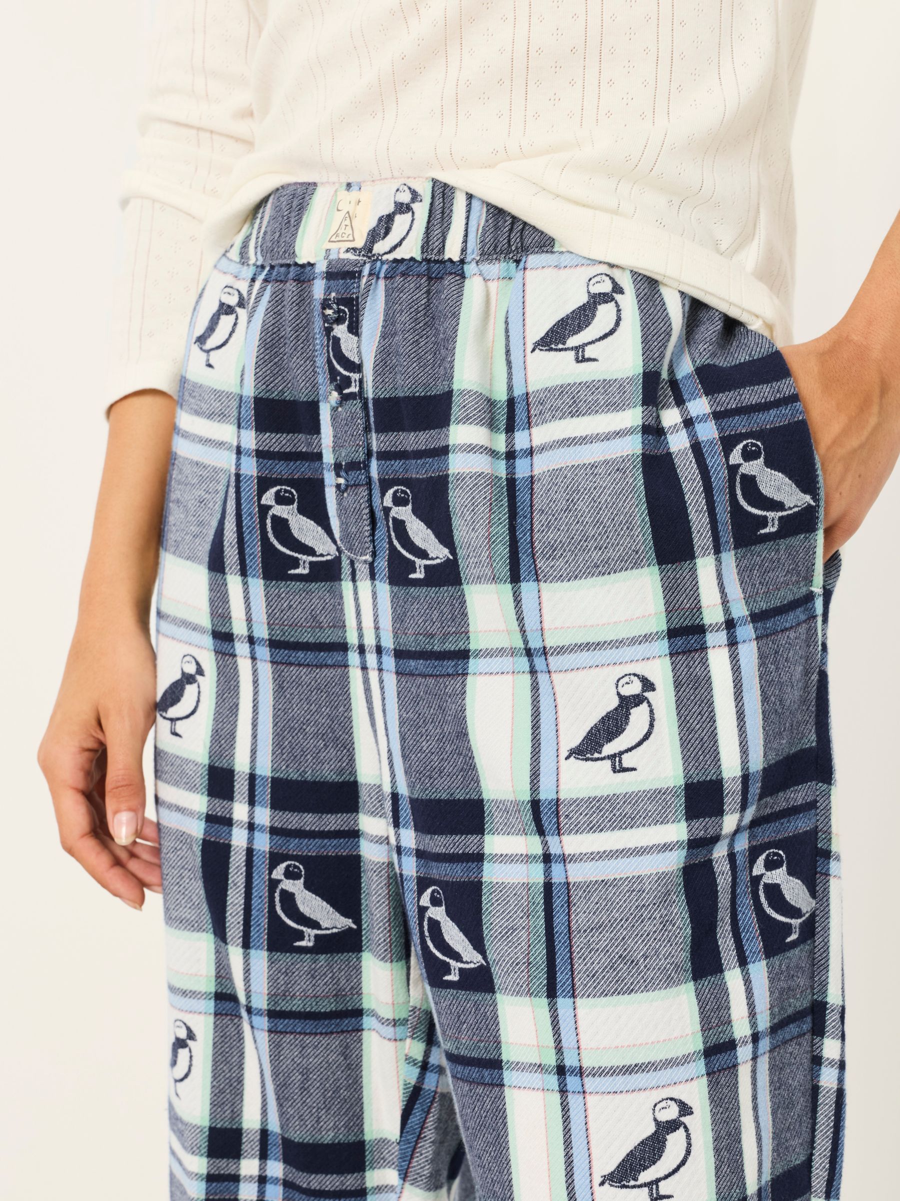 Ruby Blue Puffin Jacquard Relaxed Pyjama Bottoms - Image 3 of 5