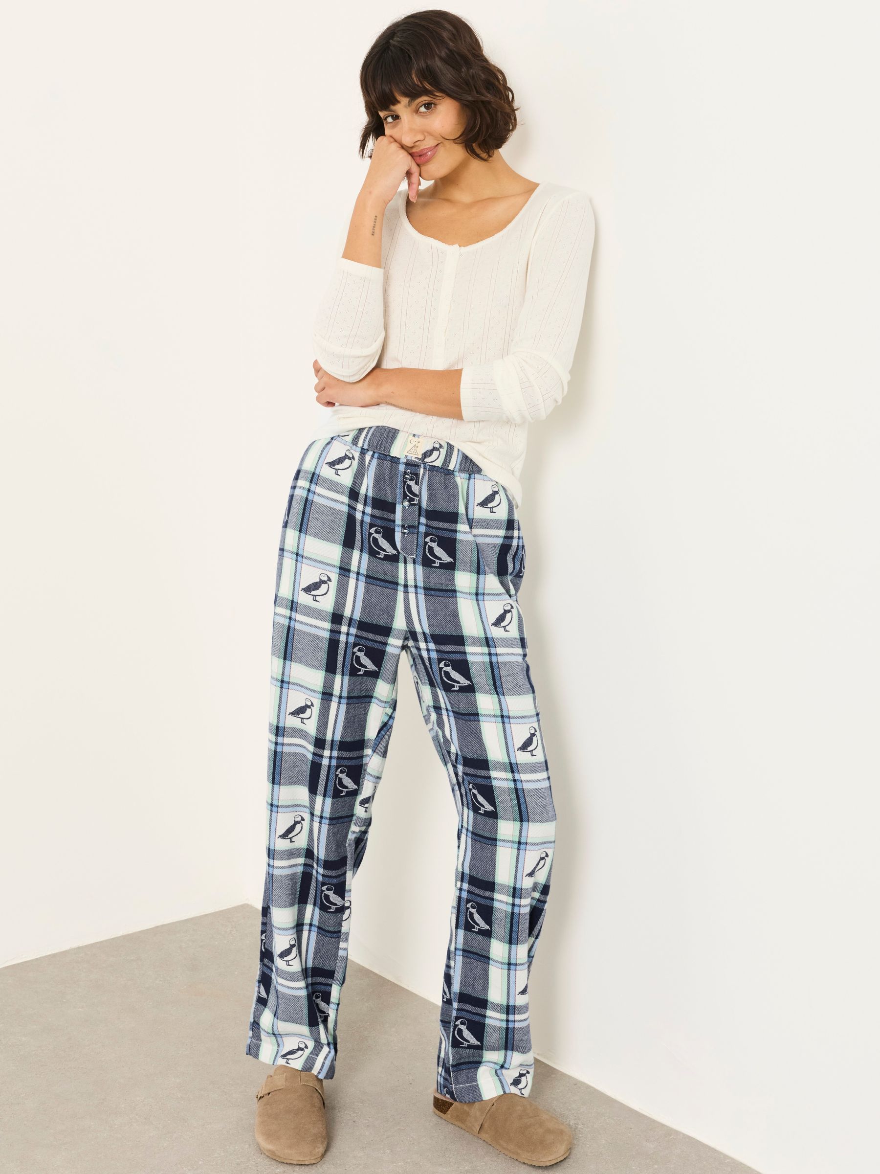 Ruby Blue Puffin Jacquard Relaxed Pyjama Bottoms - Image 4 of 5