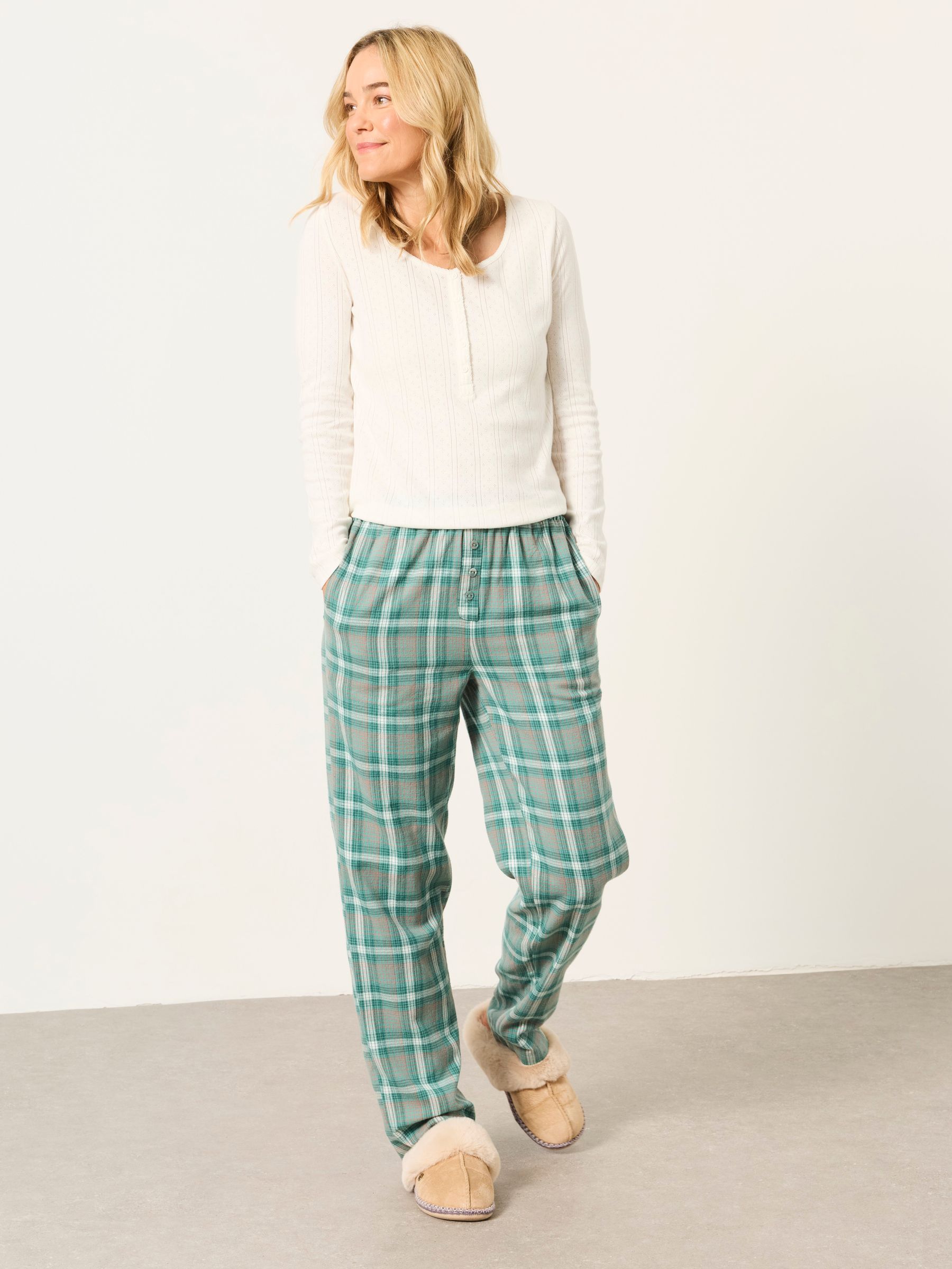 Ruby Light Teal Check Relaxed Pyjama Bottoms - Image 4 of 6