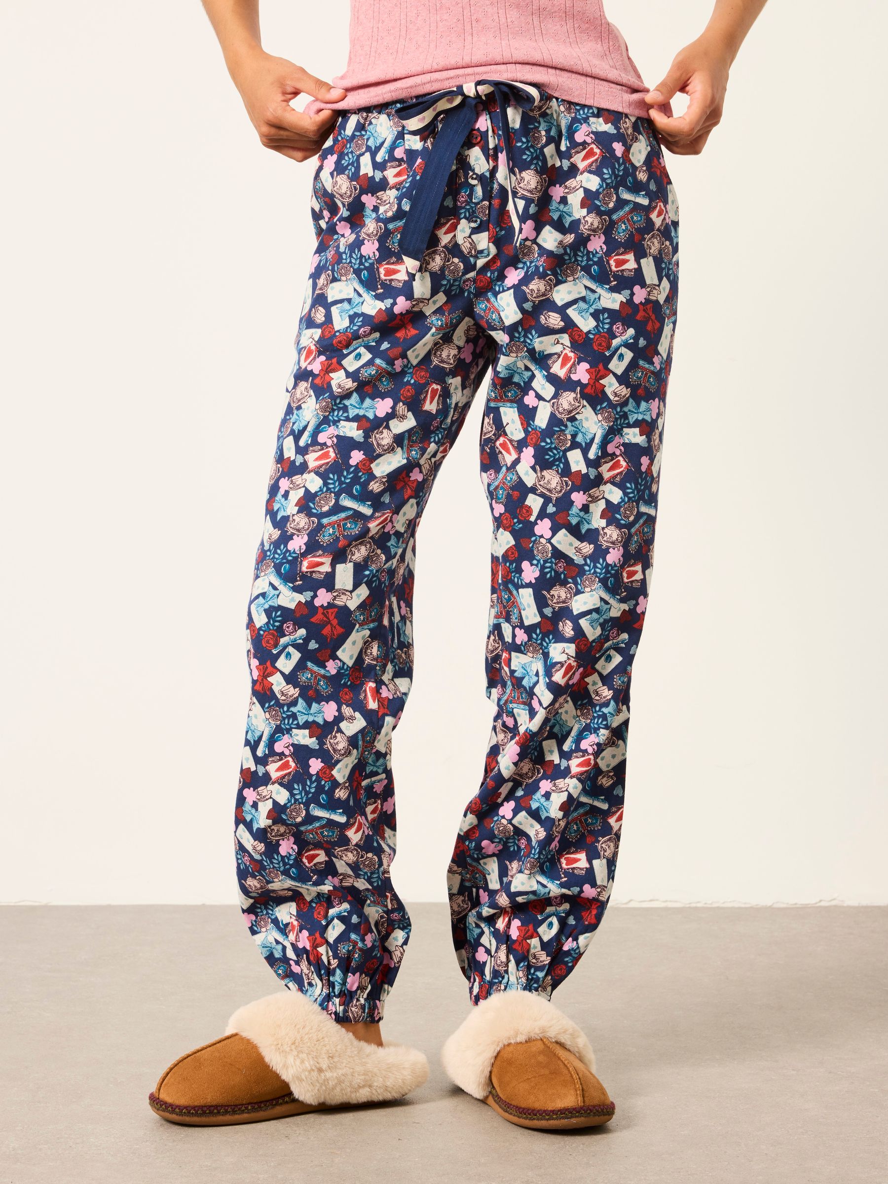 V&A | FatFace Harper Navy Tea Party Cuffed Pyjama Bottoms - Image 1 of 6