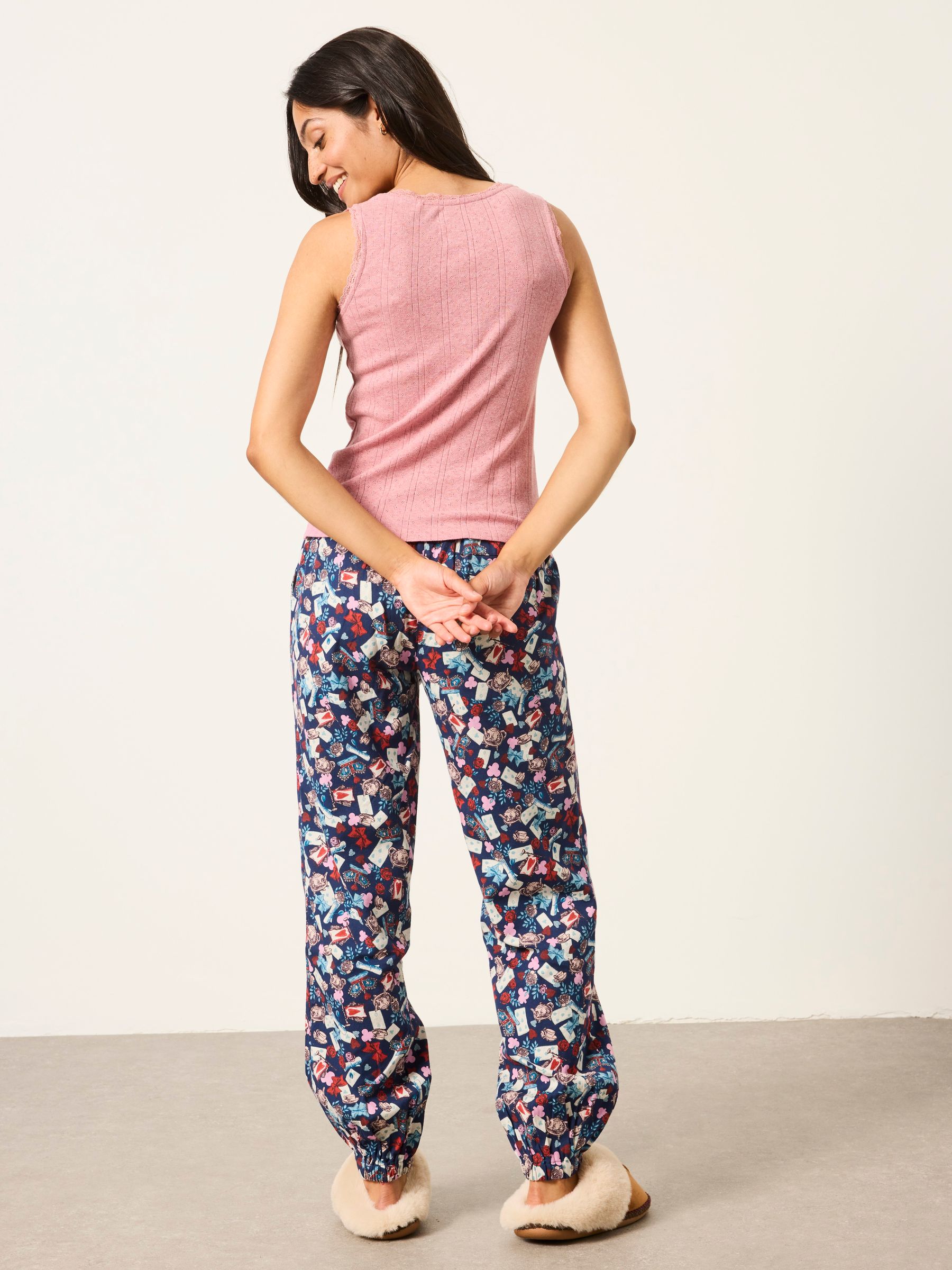 V&A | FatFace Harper Navy Tea Party Cuffed Pyjama Bottoms - Image 2 of 6