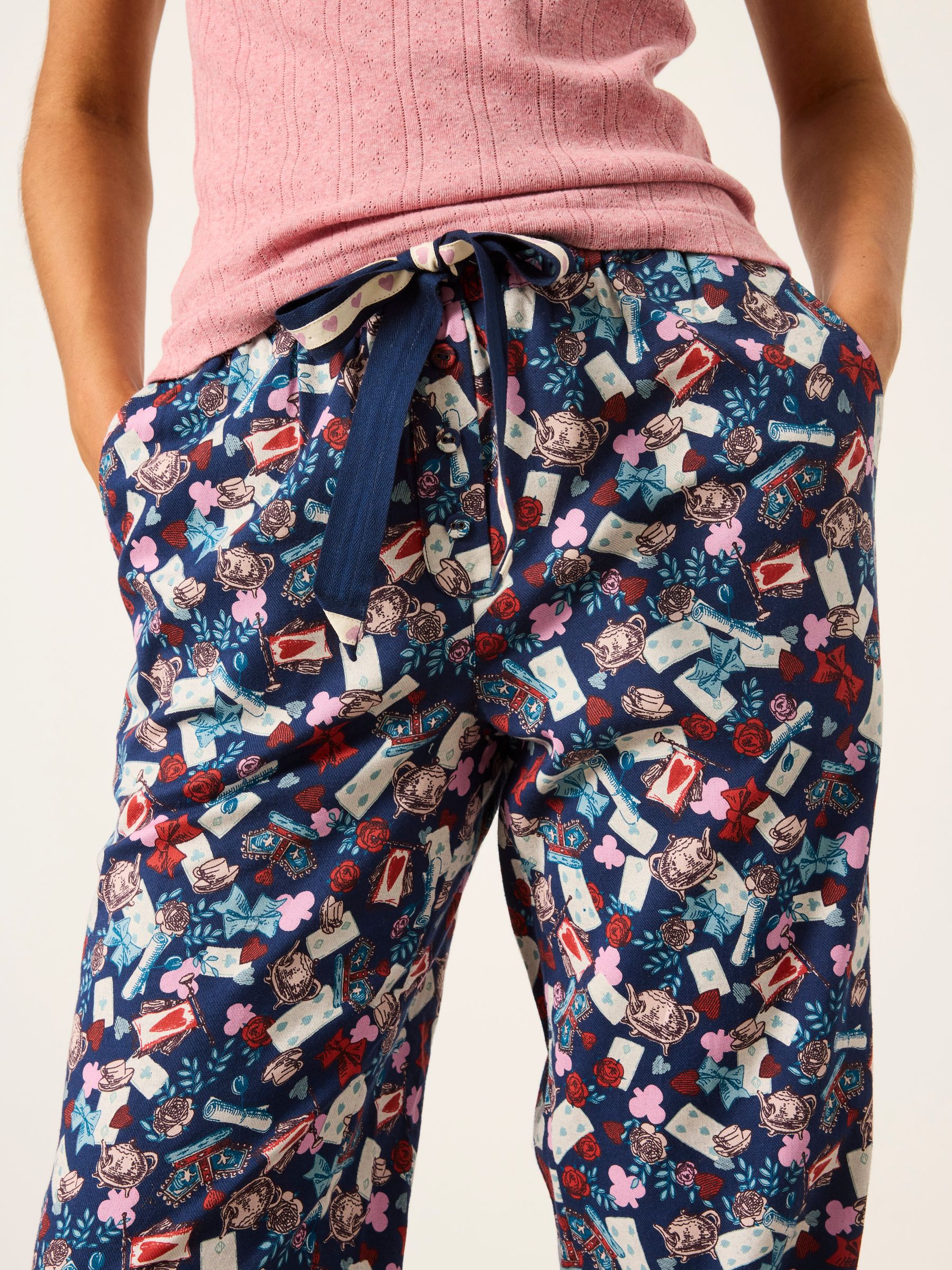 V&A | FatFace Harper Navy Tea Party Cuffed Pyjama Bottoms - Image 3 of 6