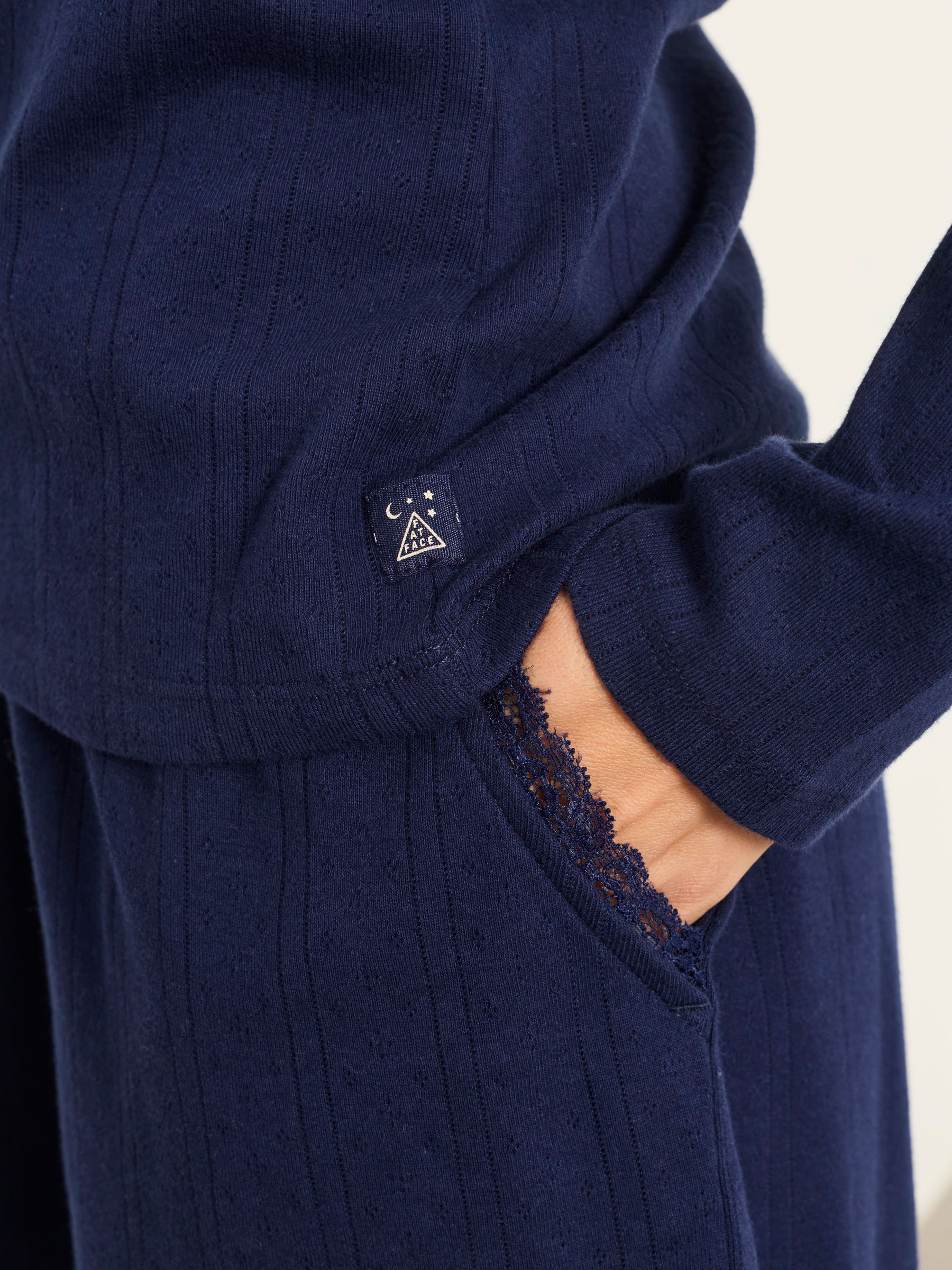 Hattie Navy Henley Pointelle Top - Image 3 of 5