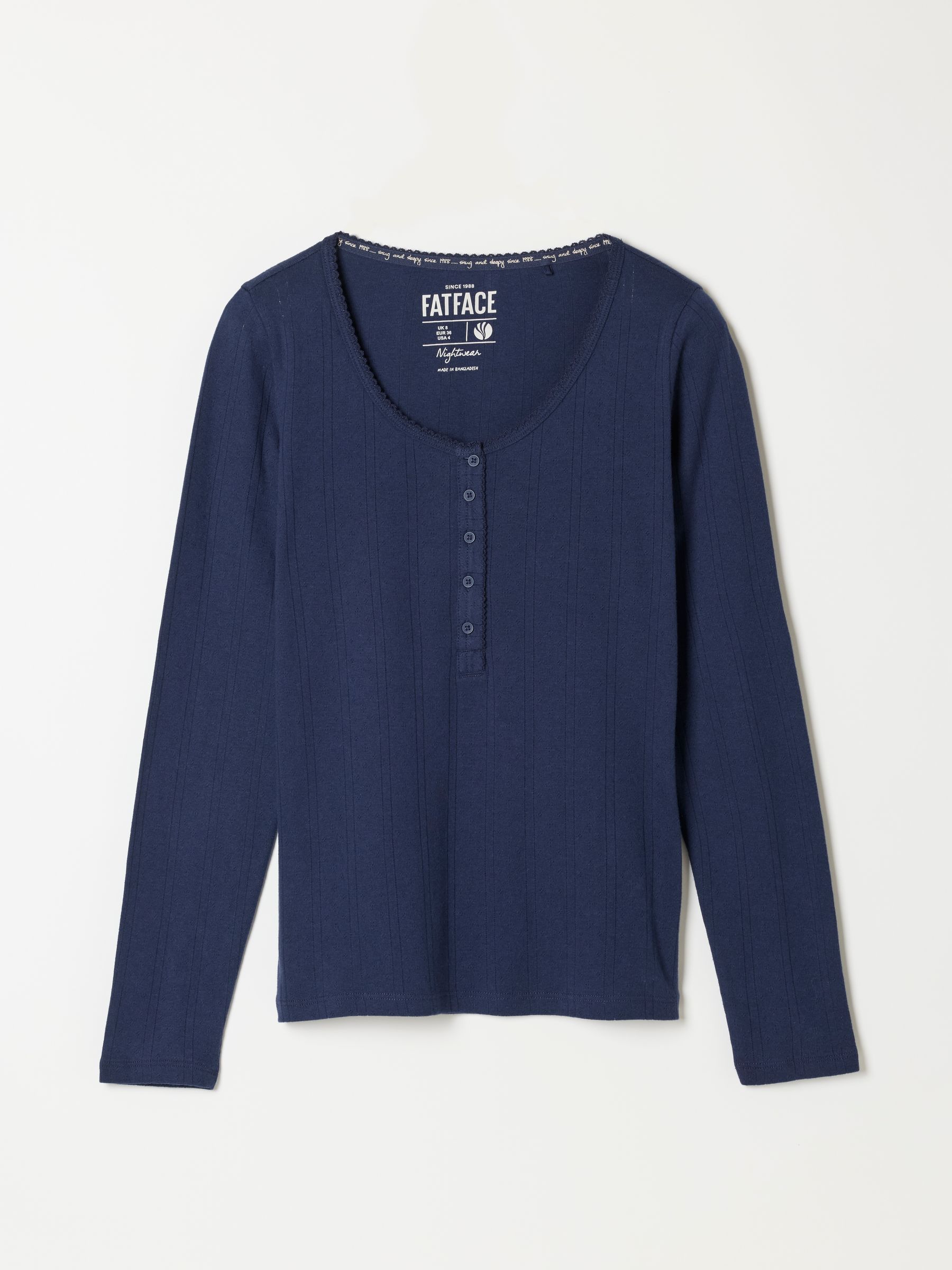 Hattie Navy Henley Pointelle Top - Image 6 of 6
