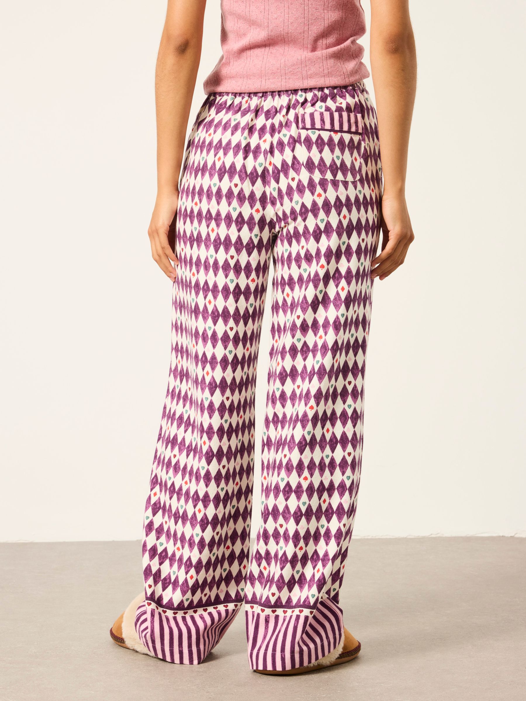 V&A | FatFace Lola Purple Harlequin Wide Leg Pyjama Bottoms - Image 2 of 6