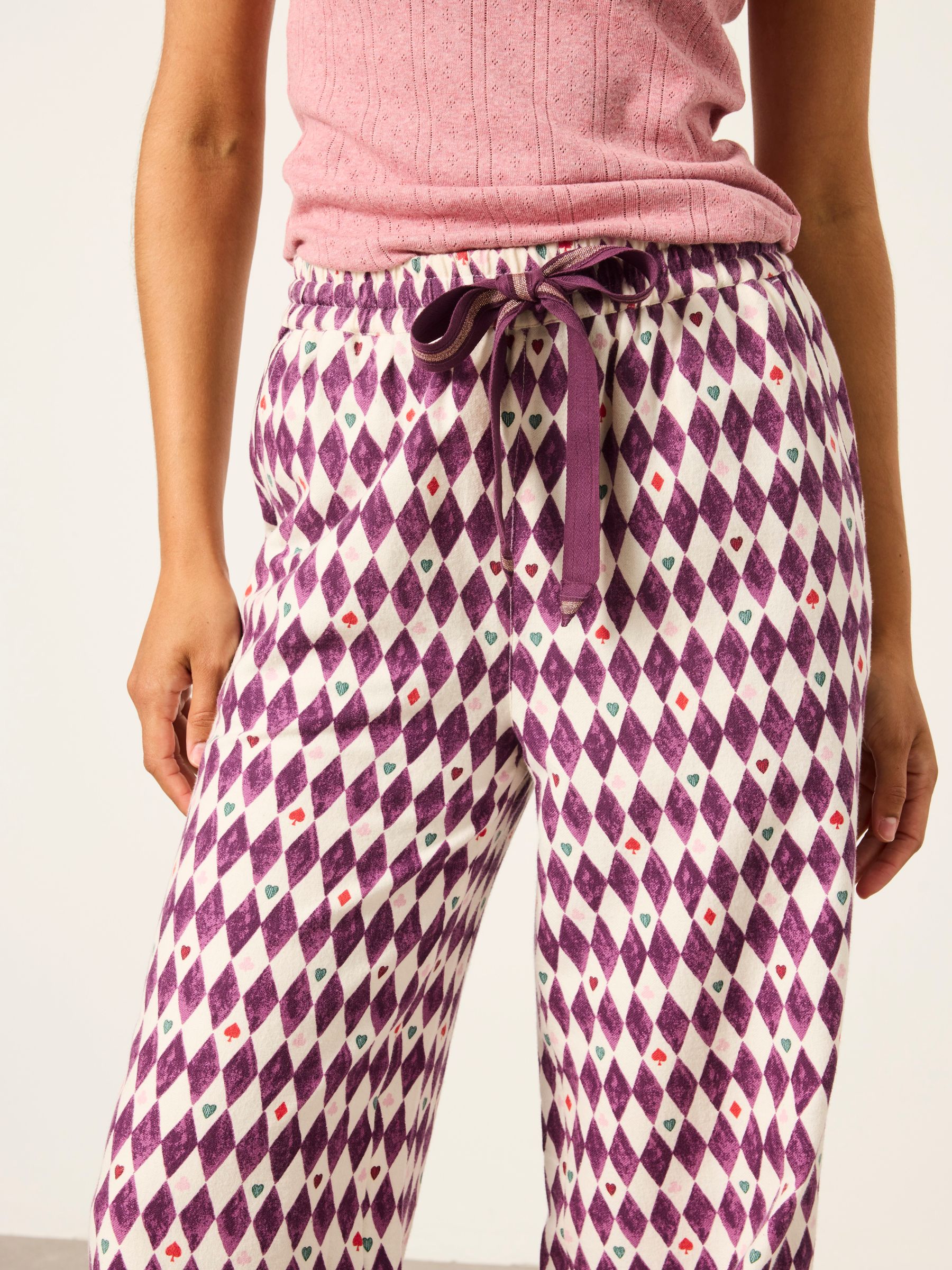 V&A | FatFace Lola Purple Harlequin Wide Leg Pyjama Bottoms - Image 3 of 6
