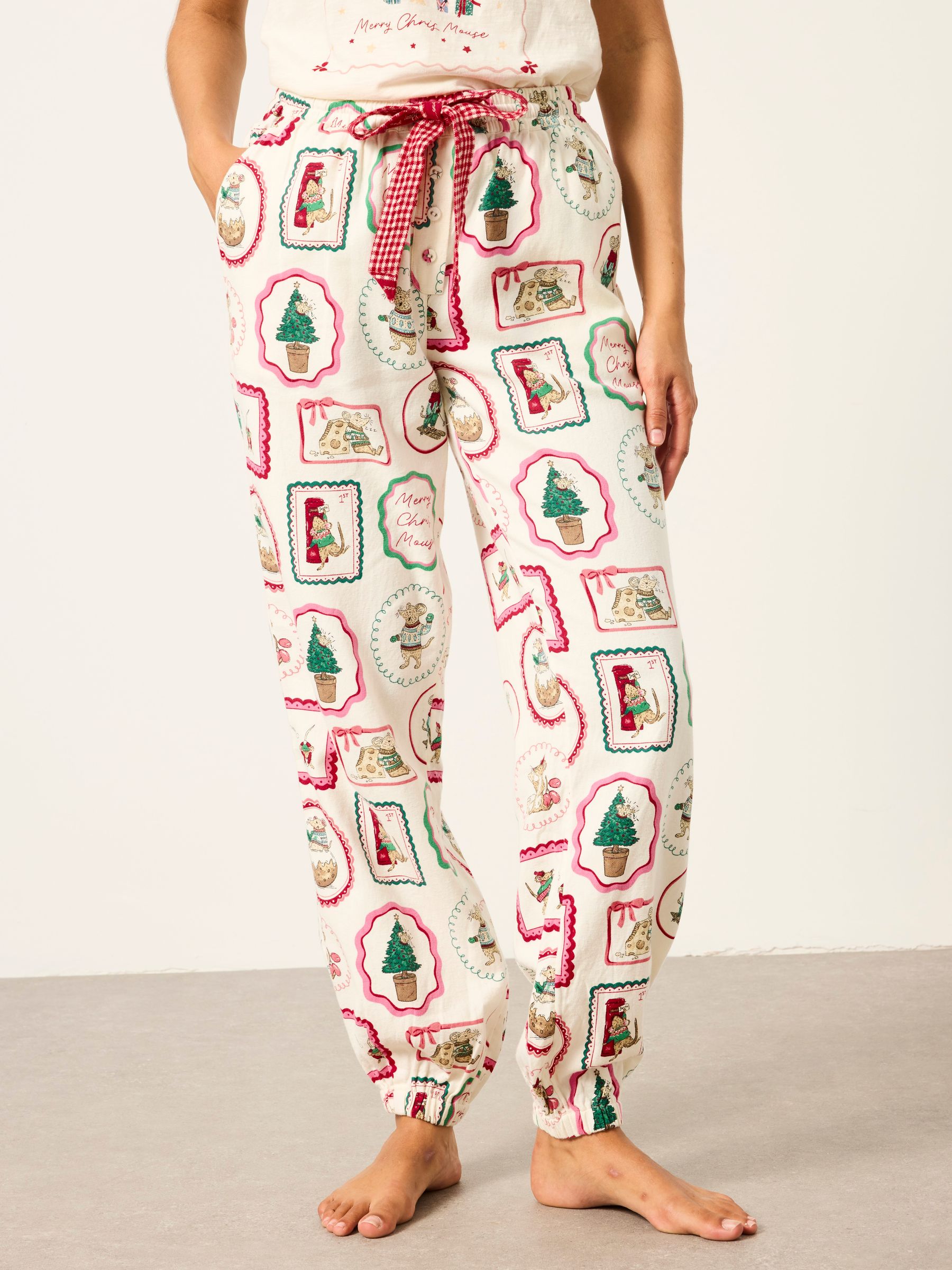 Shelter Harper Ivory Christmas Mouse Cuffed Pyjama Bottoms - Image 1 of 6