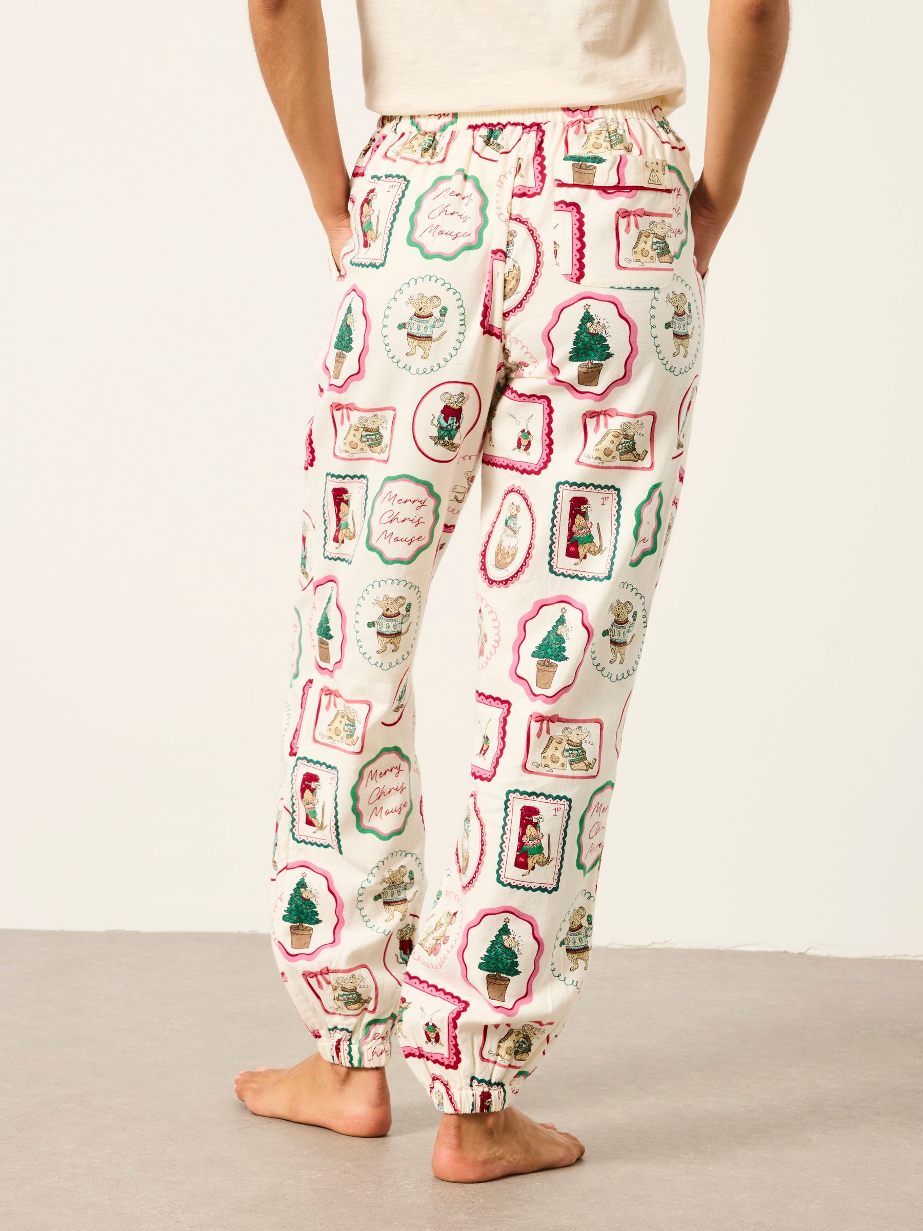 Shelter Harper Ivory Christmas Mouse Cuffed Pyjama Bottoms - Image 2 of 6 Shelter Harper Ivory Christmas Mouse Cuffed Pyjama Bottoms - Image 2 of 6