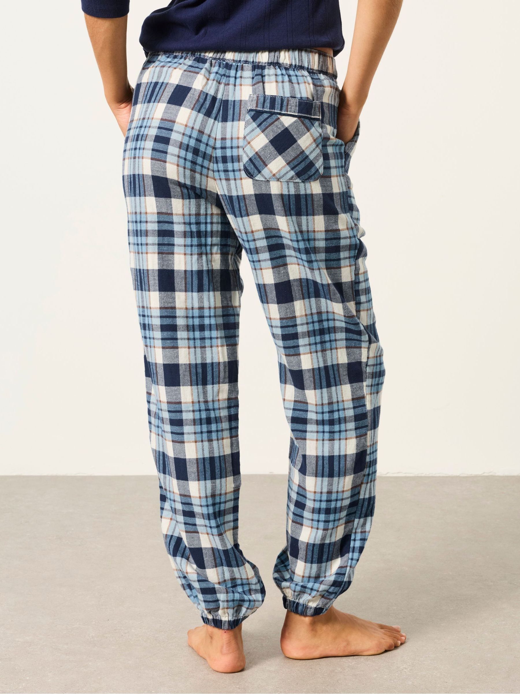 Harper Blue Metallic Check Cuffed Pyjama Bottoms - Image 2 of 6