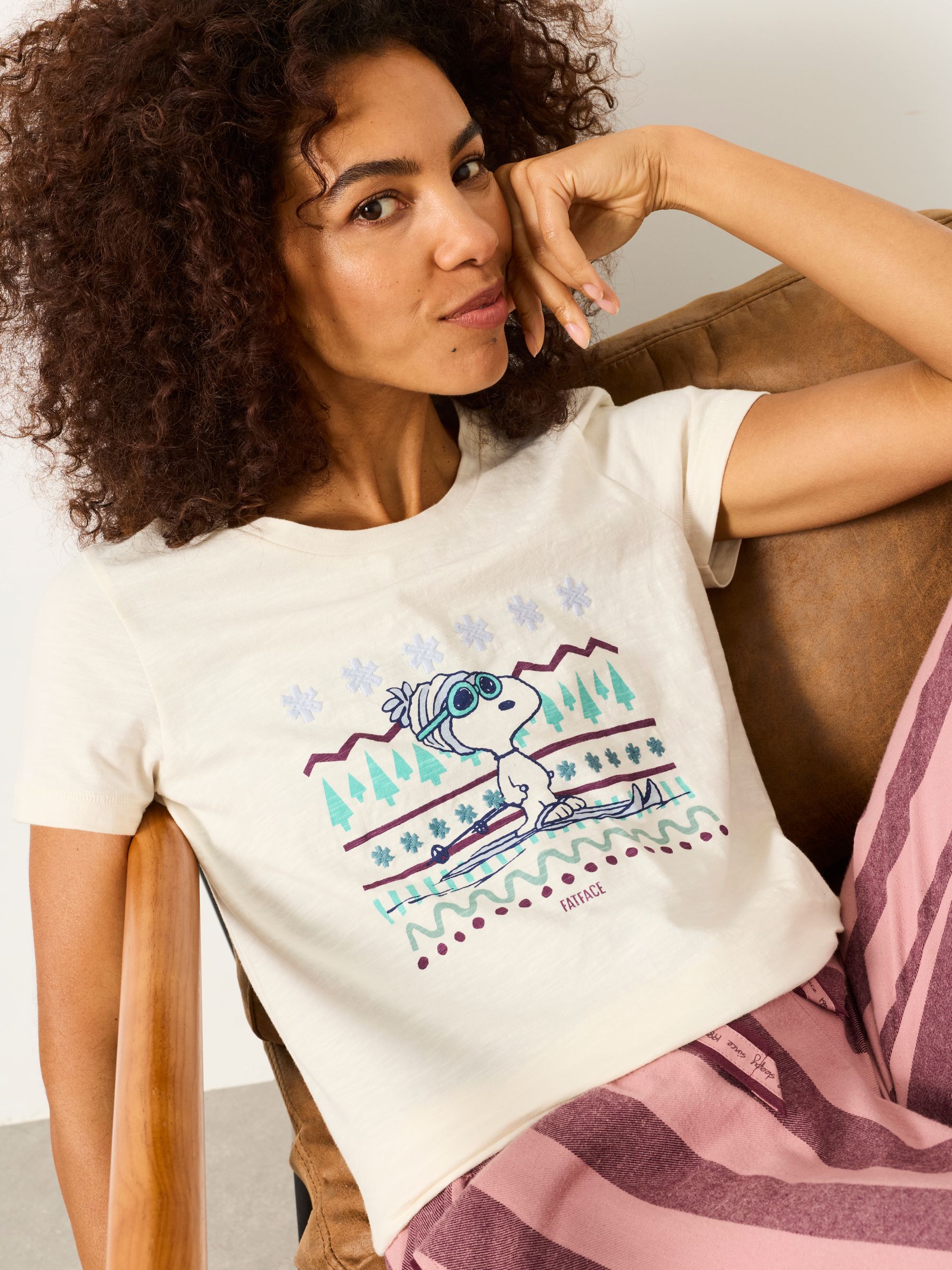 Natalie Ivory Snoopy Ski Graphic Tee - Image 5 of 6