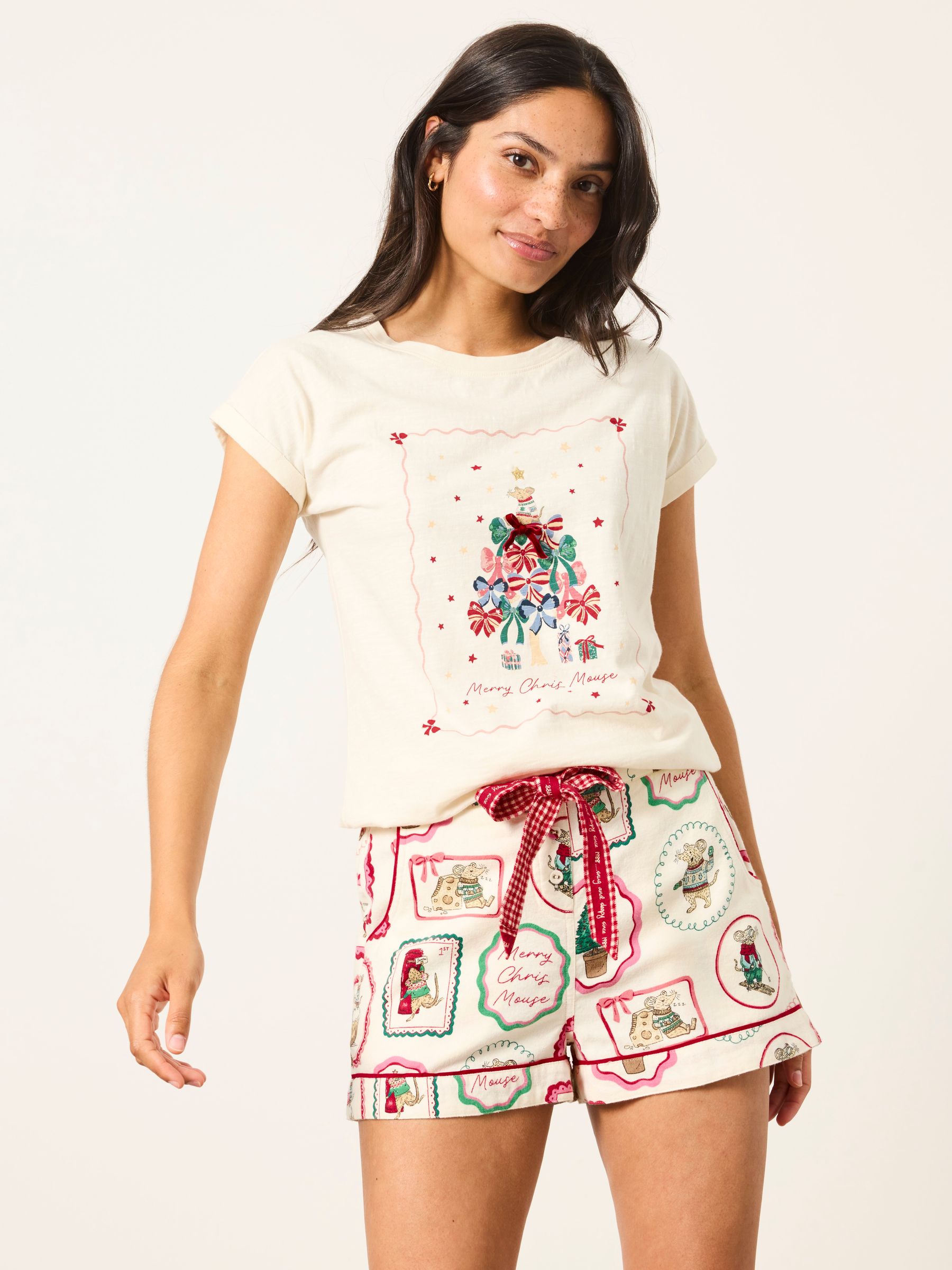 Shelter Red Christmas Mouse Pyjama Shorts - Image 2 of 6