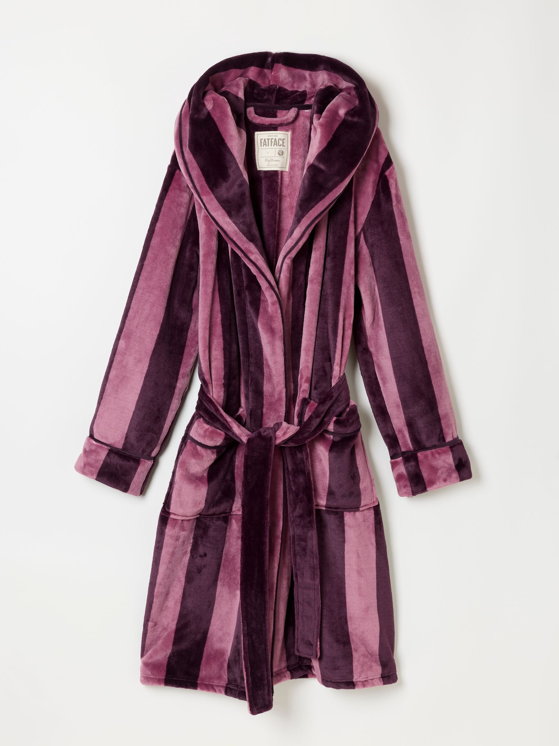 Plum Purple Soft Striped Dressing Gown - Image 5 of 6